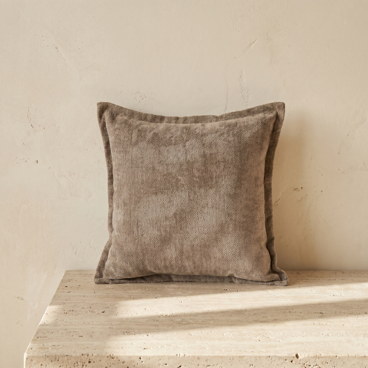 Housse de Coussin Texturée Taupe