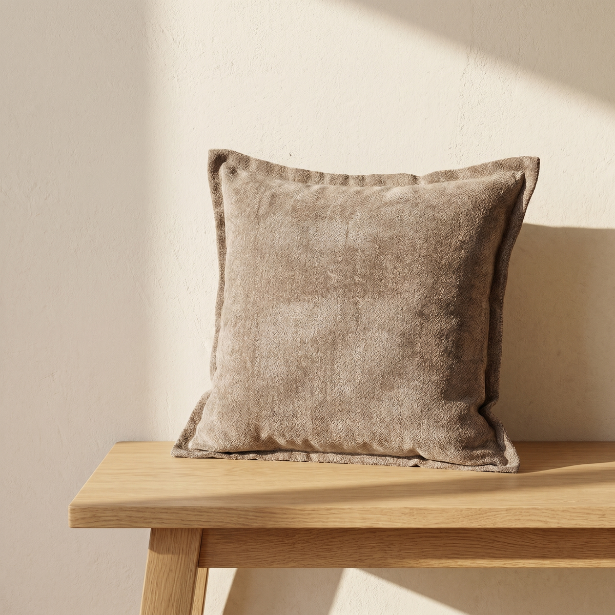 Housse de Coussin Texturée Taupe