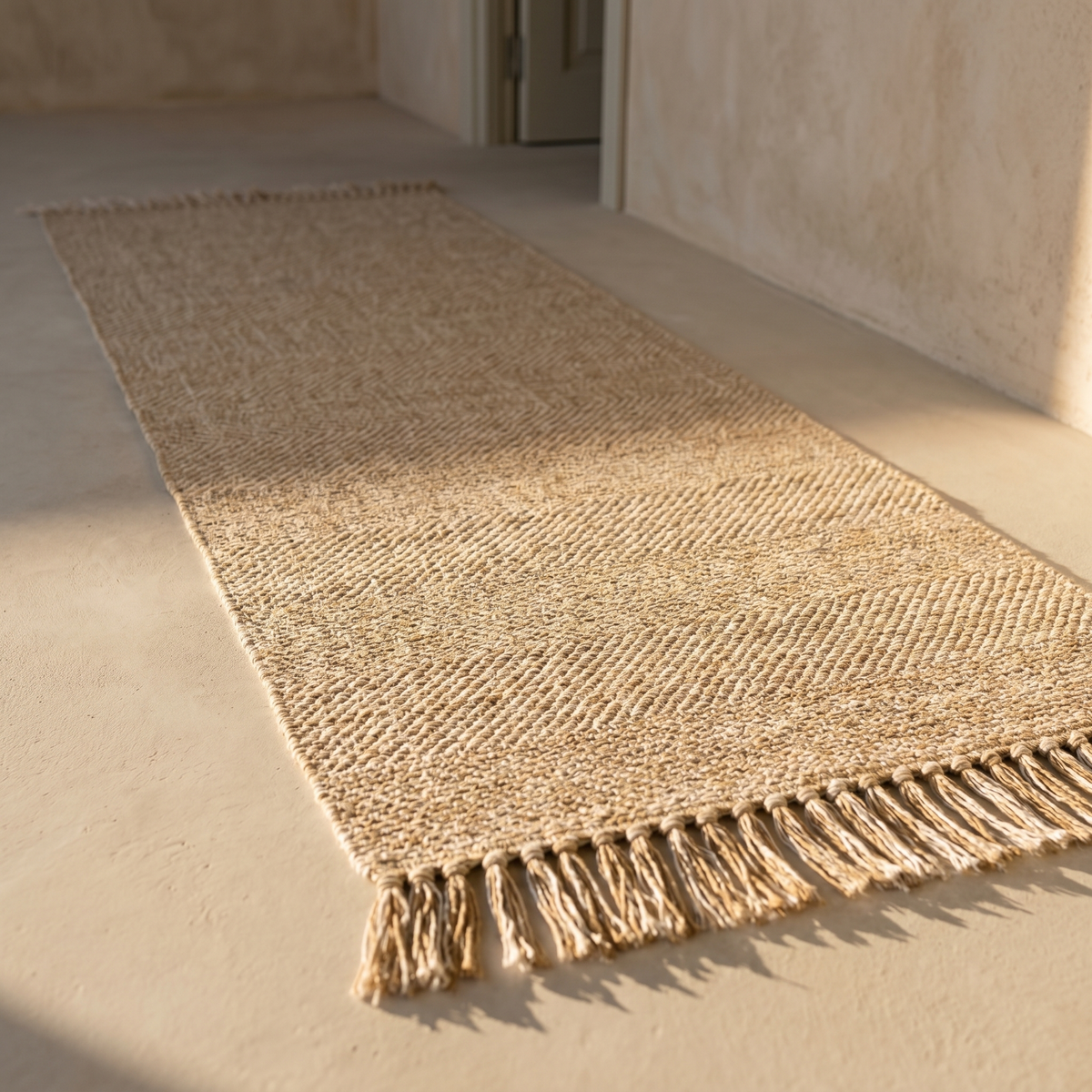 Tapis de Couloir en Fibre Naturelle à Franges