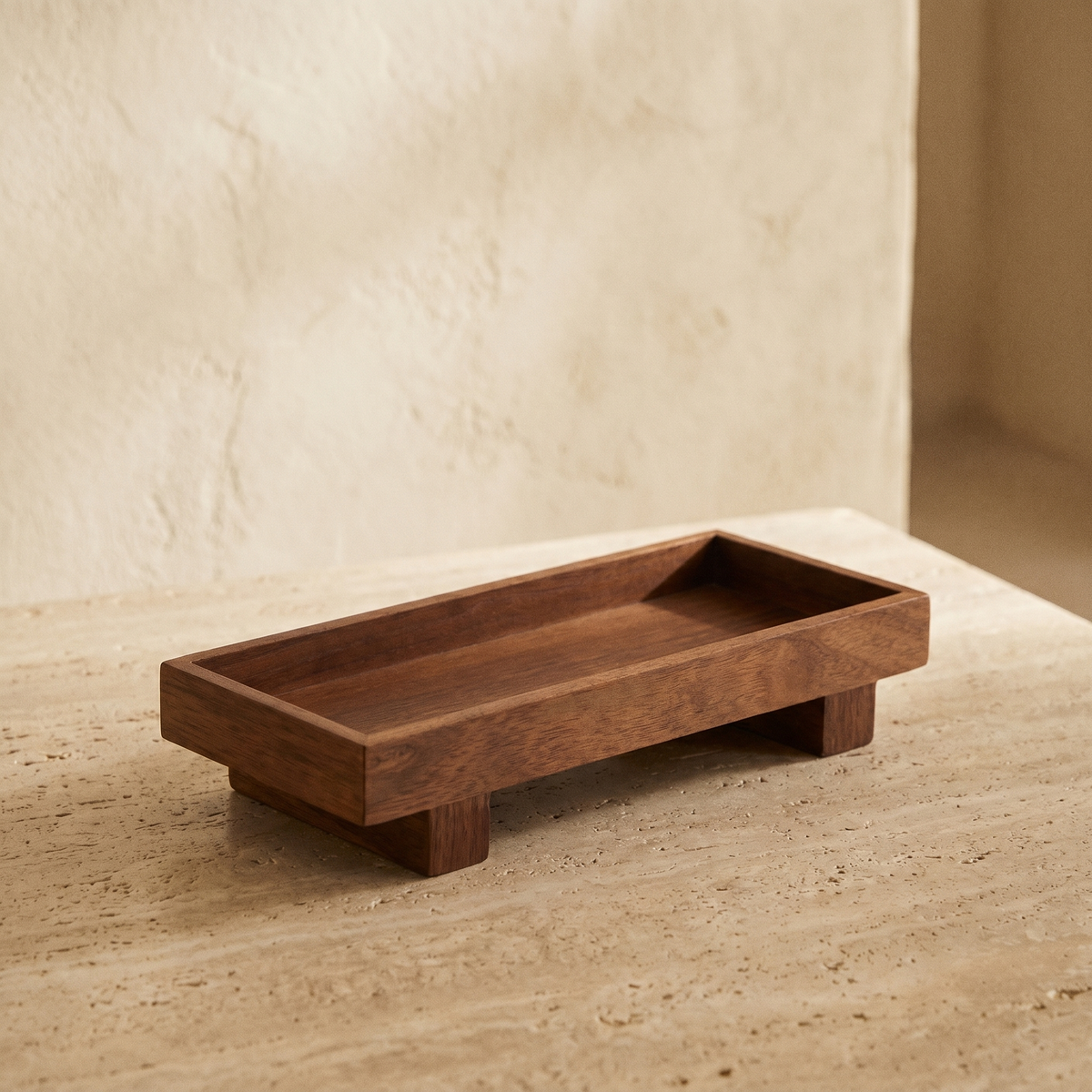 Plateau Rectangulaire en Bois à Pieds