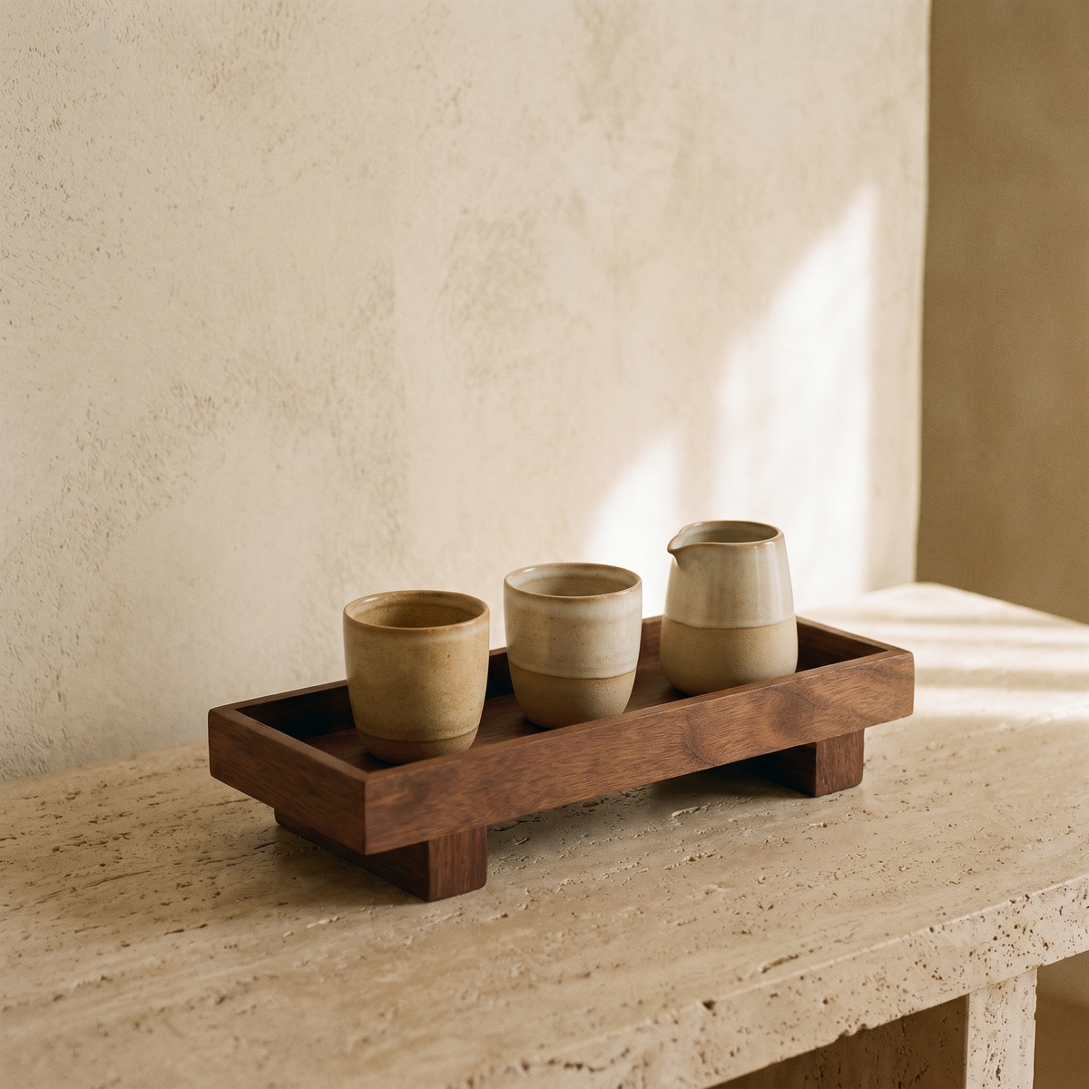 Plateau Rectangulaire en Bois à Pieds