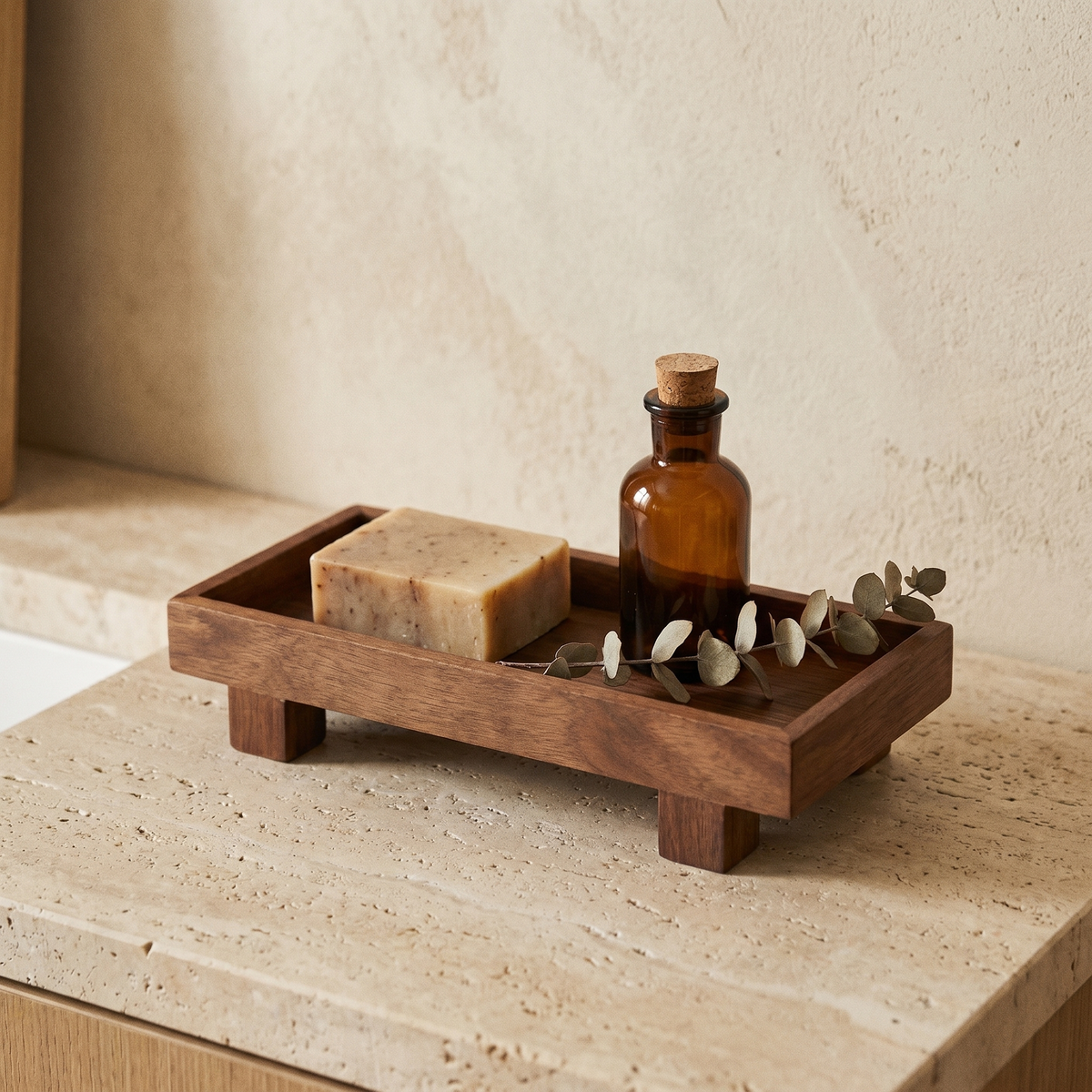 Plateau Rectangulaire en Bois à Pieds