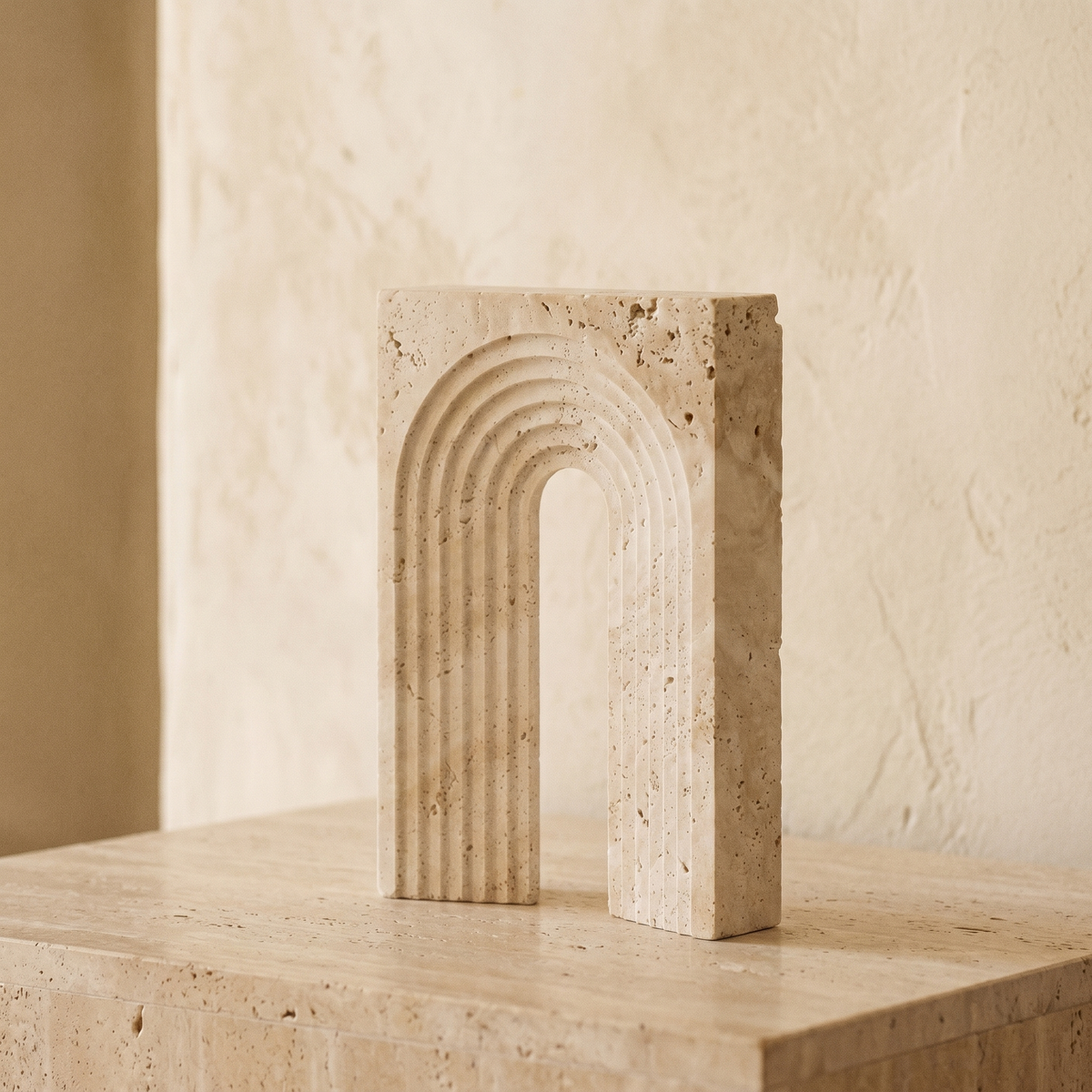 Sculpture Arche Ajourée en Travertin