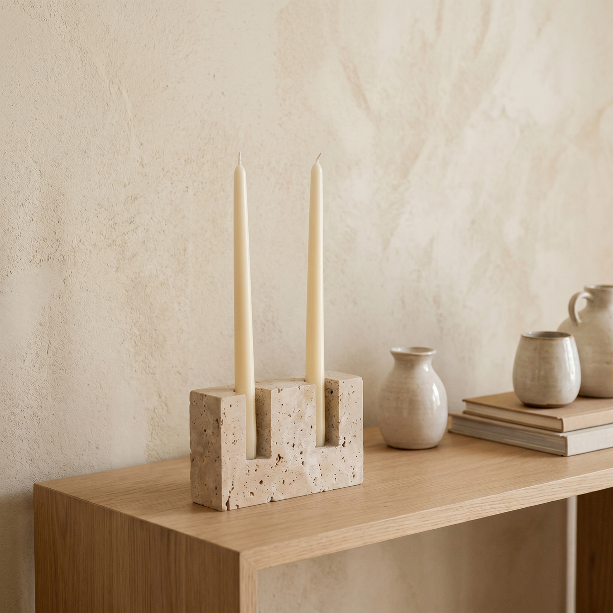 Bougeoir Rectangulaire en Travertin