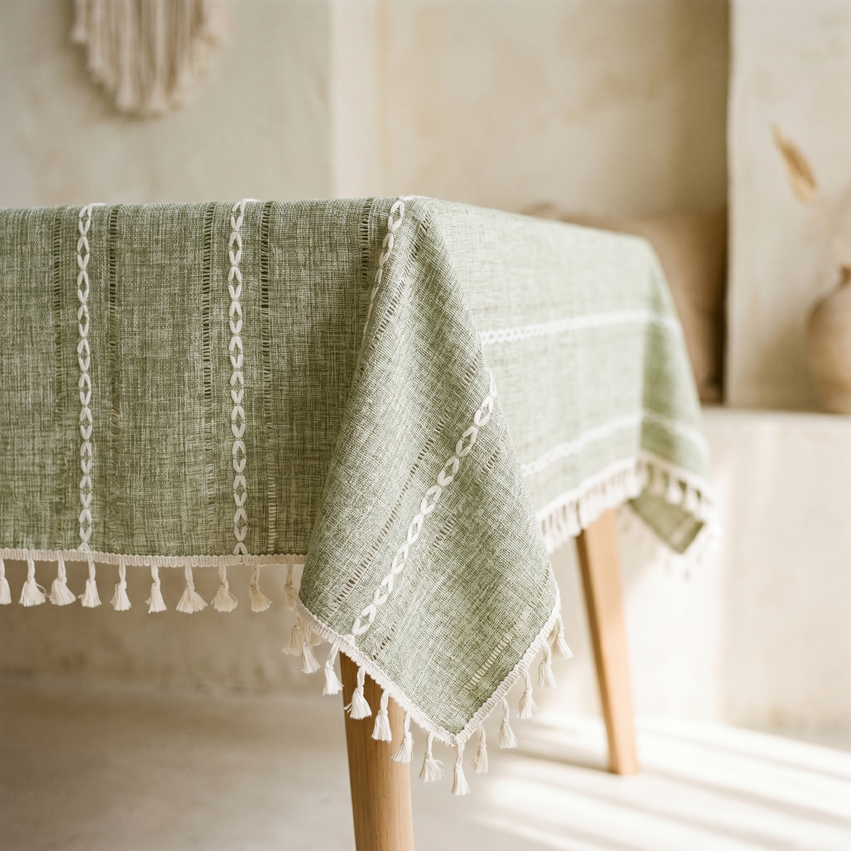 Nappe en Coton & Lin à Rayures Tissées