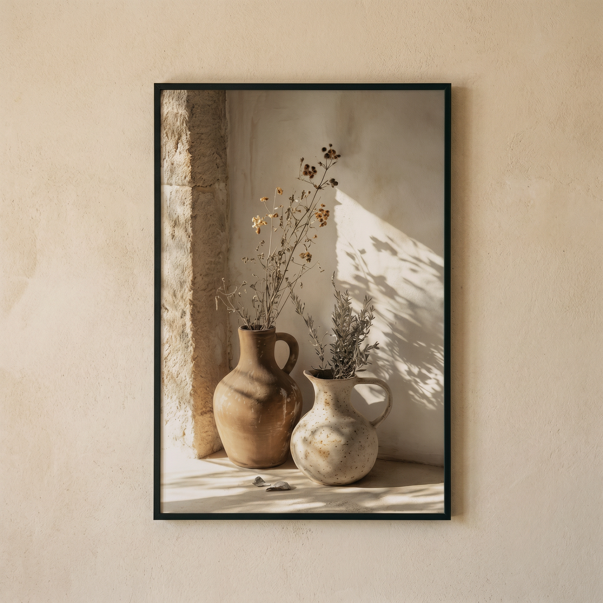 Affiche Pichets en Terre Cuite & Fleurs Séchées