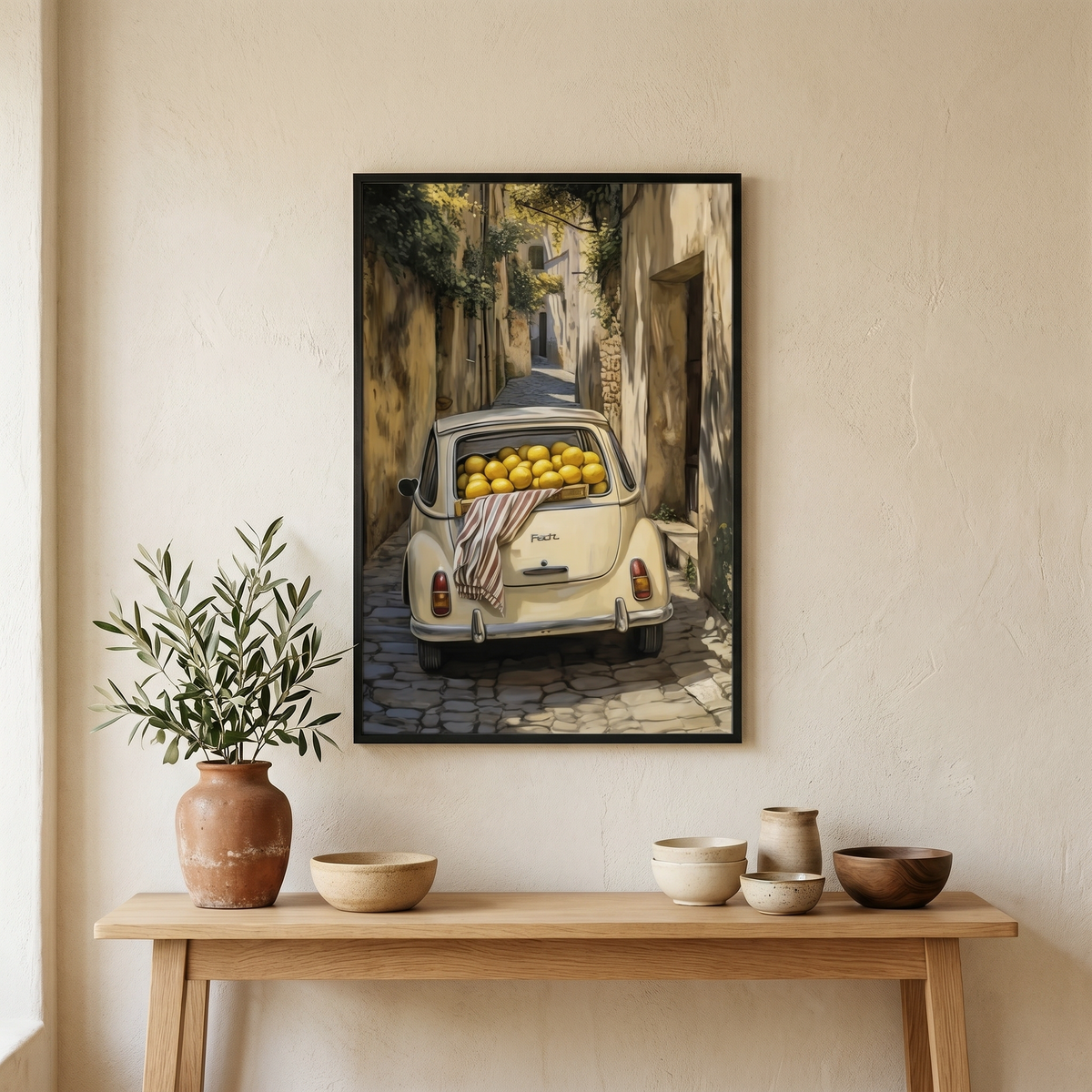 Affiche Voiture & Citrons Méditerranéenne