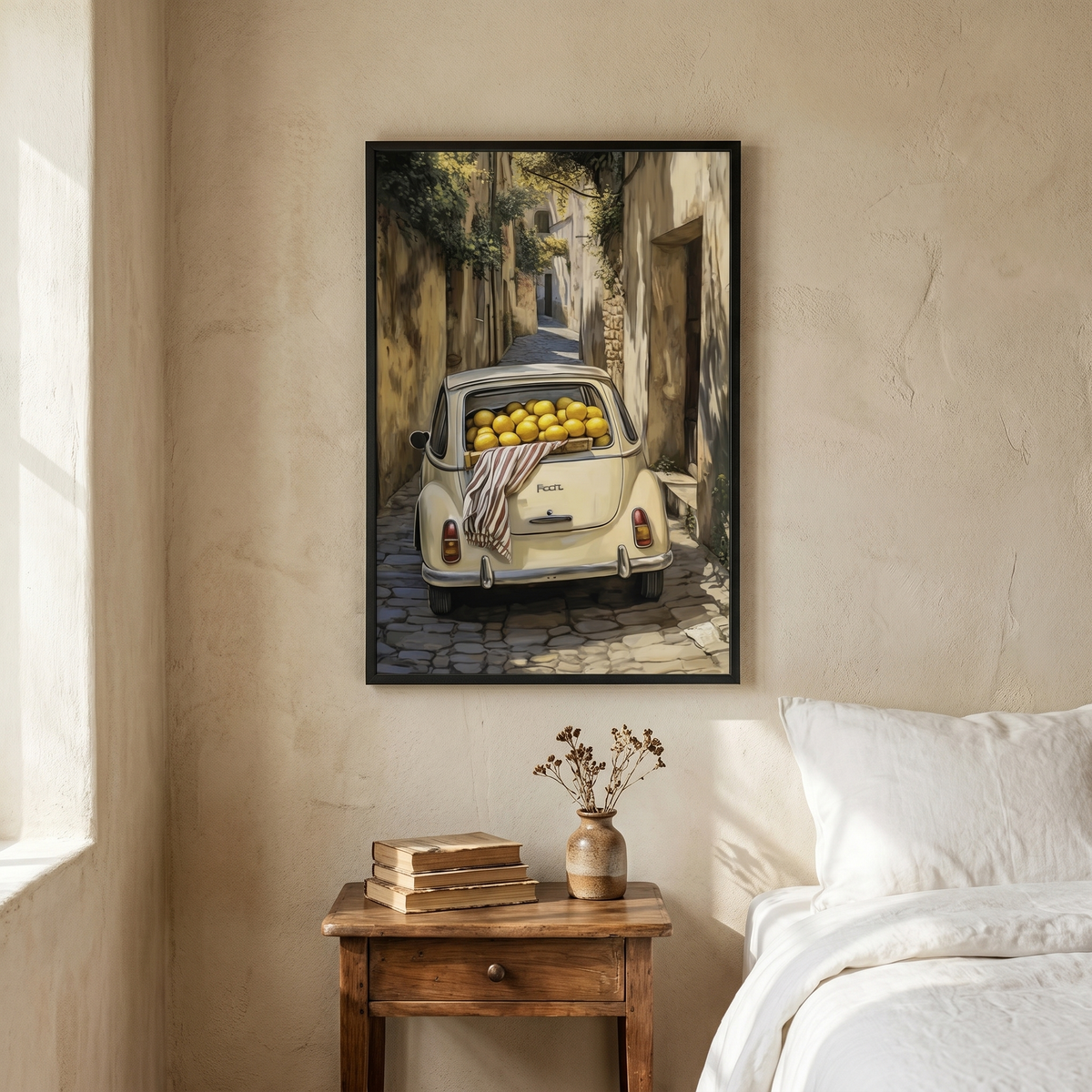 Affiche Voiture & Citrons Méditerranéenne