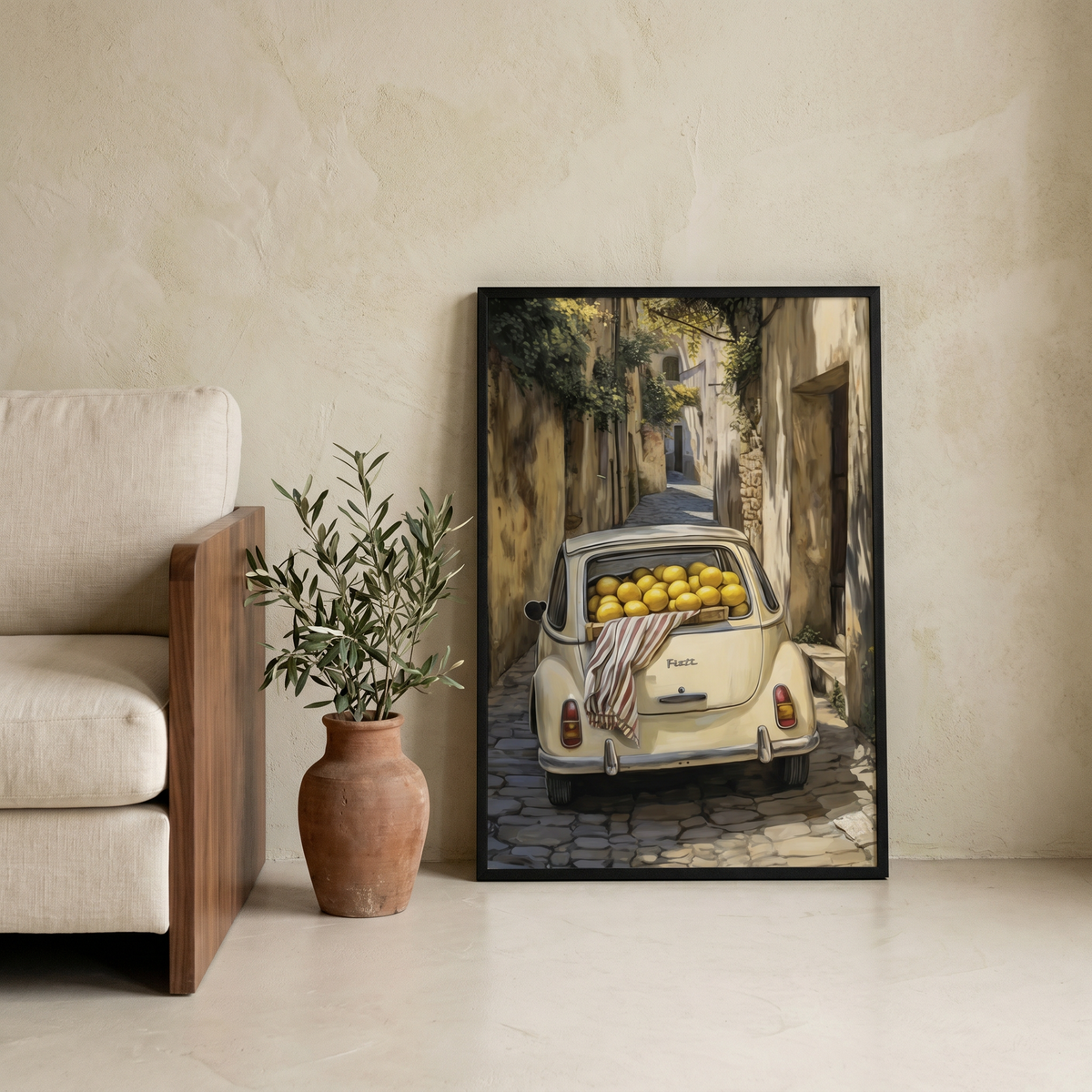 Affiche Voiture & Citrons Méditerranéenne