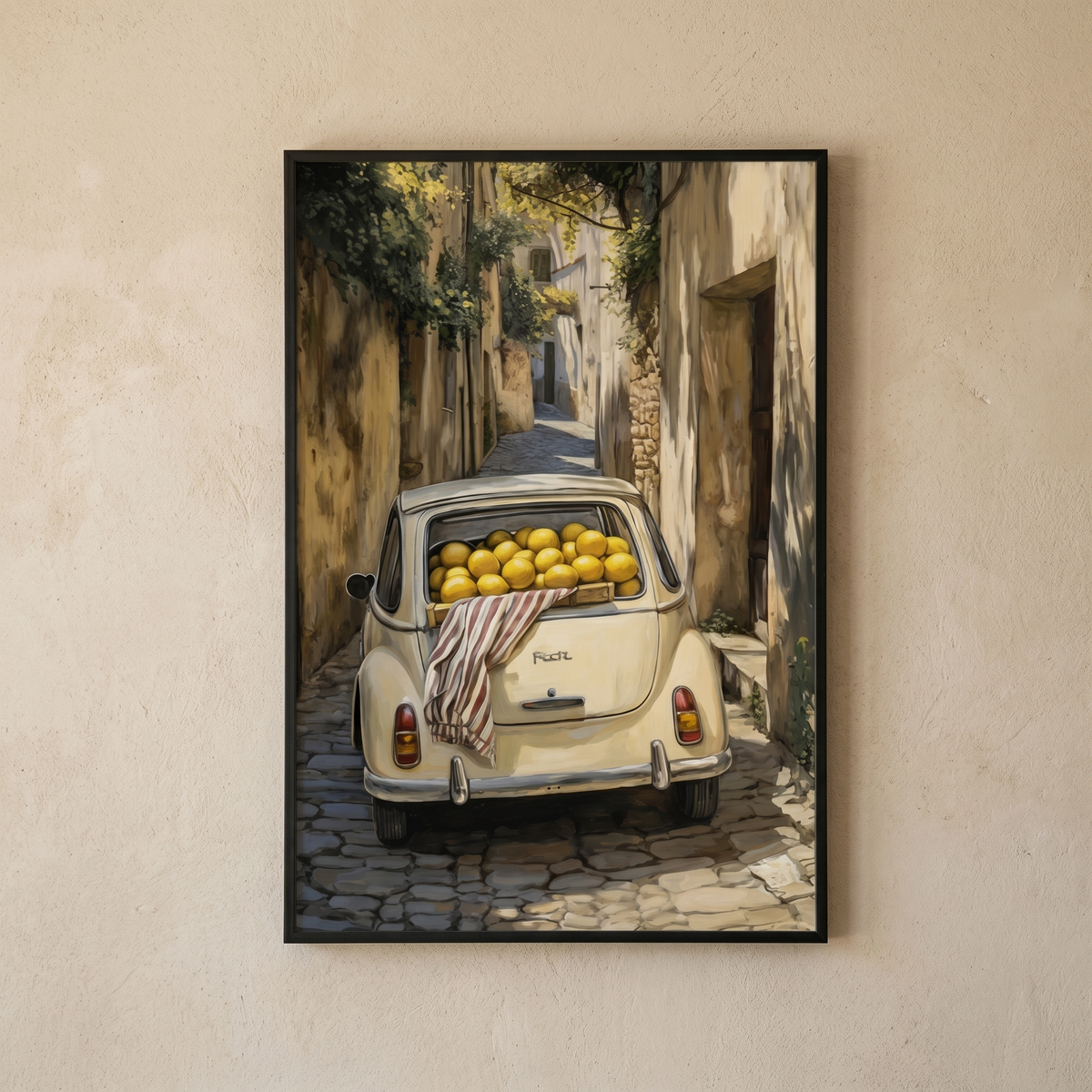 Affiche Voiture & Citrons Méditerranéenne
