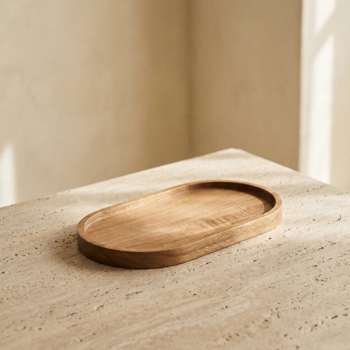 Plateau Ovale en Bois Massif