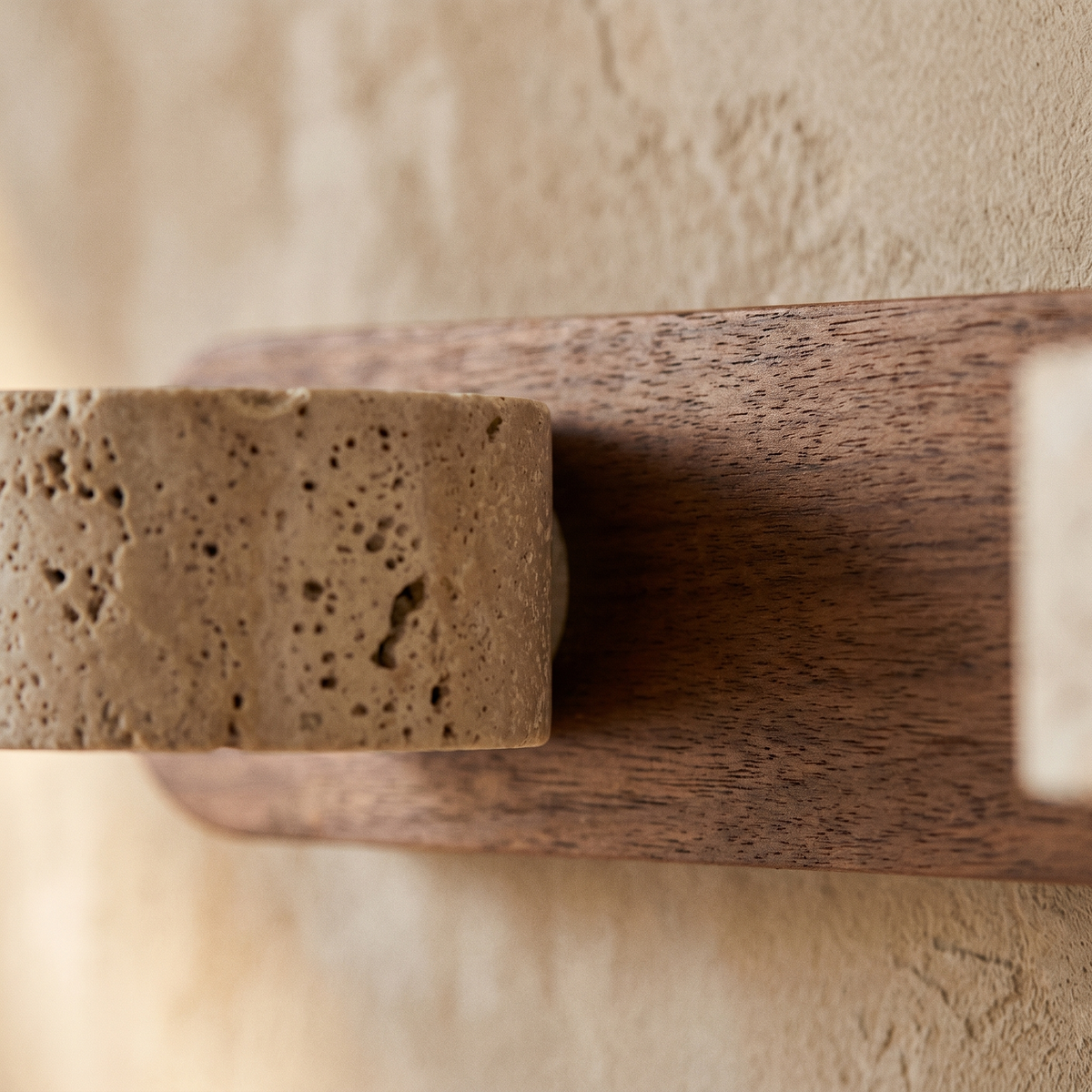 Applique Murale 4 Spots en Travertin & Bois