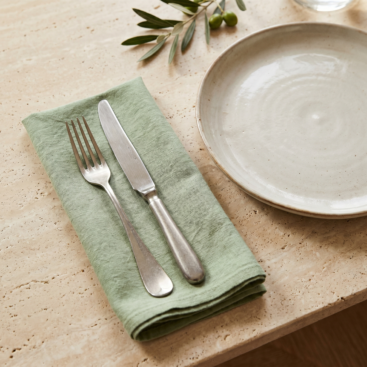 Lot de 6 Serviettes de Table en Coton Lavé