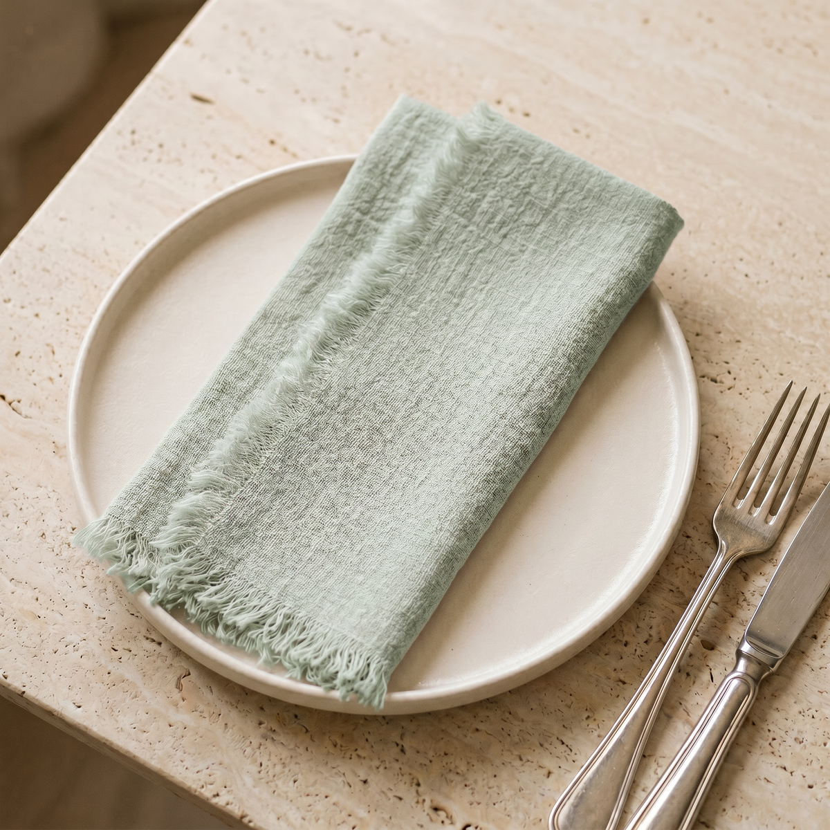 Lot de 12 Serviettes de Table en Gaze de Coton