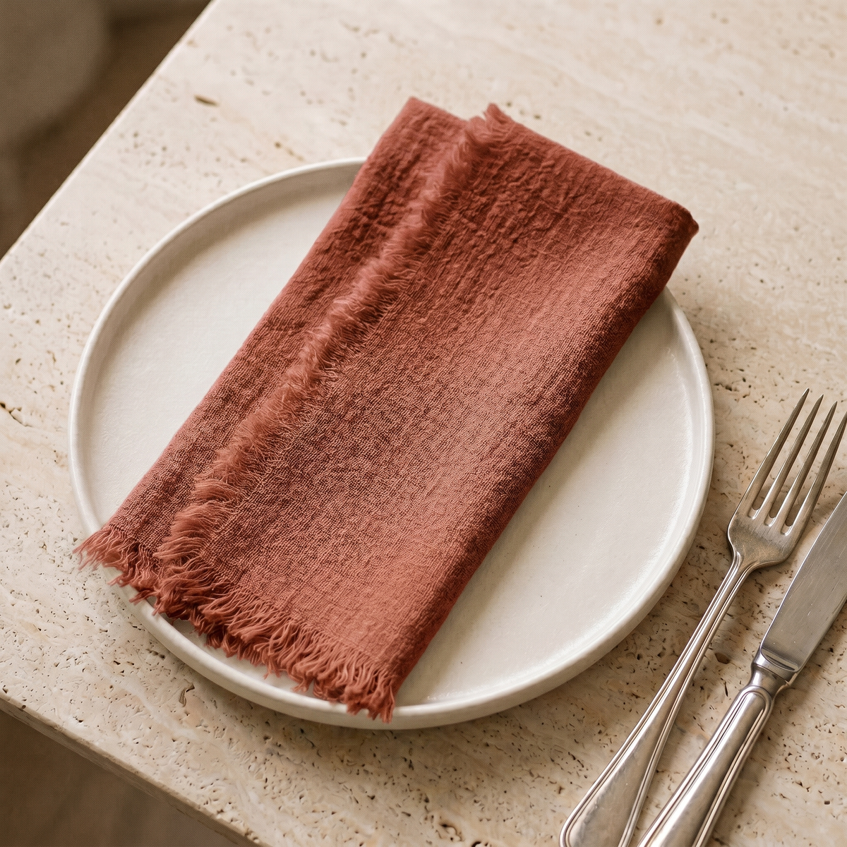 Lot de 12 Serviettes de Table en Gaze de Coton