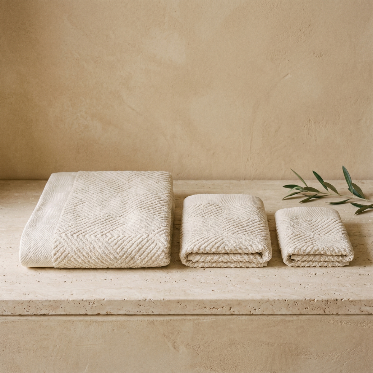 Lot de Serviettes en Coton à Motif Losange