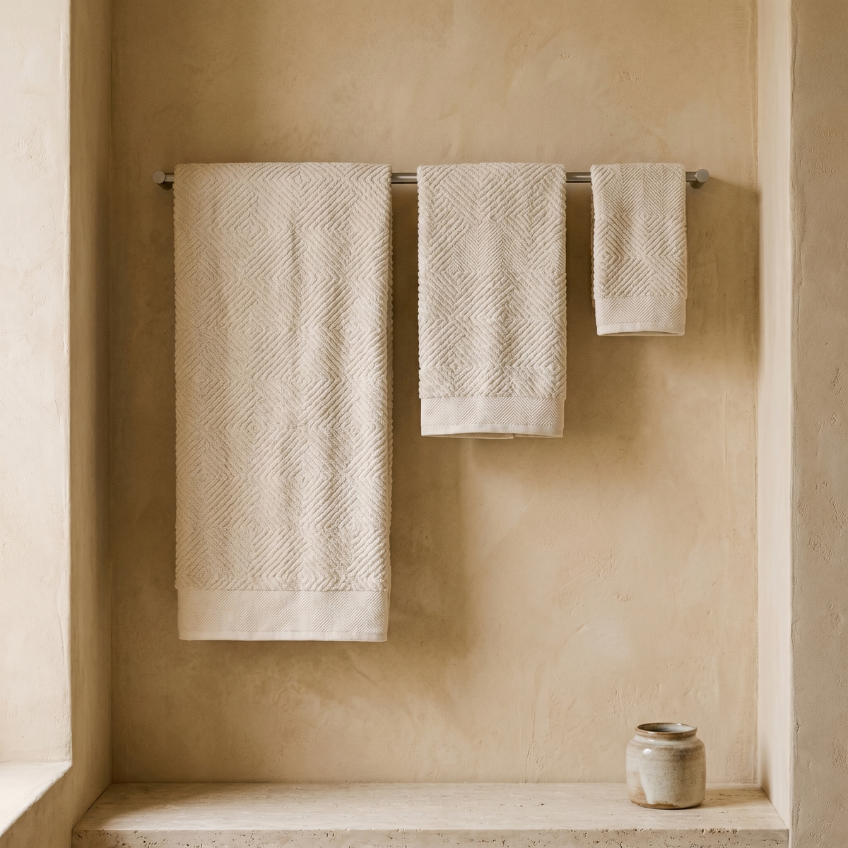 Lot de Serviettes en Coton à Motif Losange