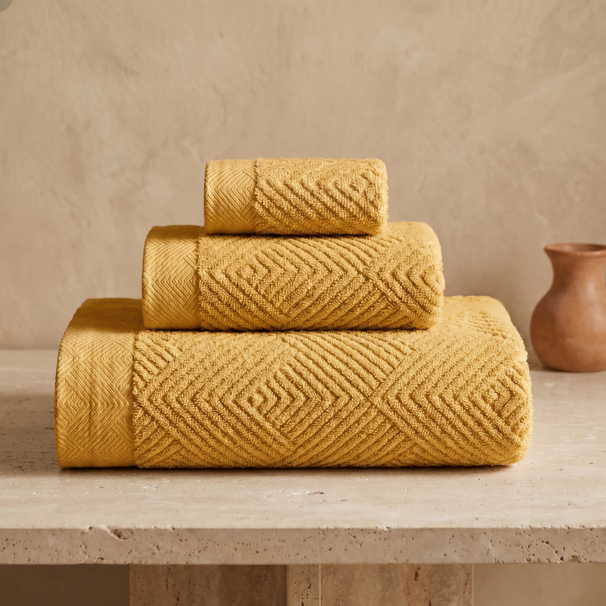 Lot de Serviettes en Coton à Motif Losange