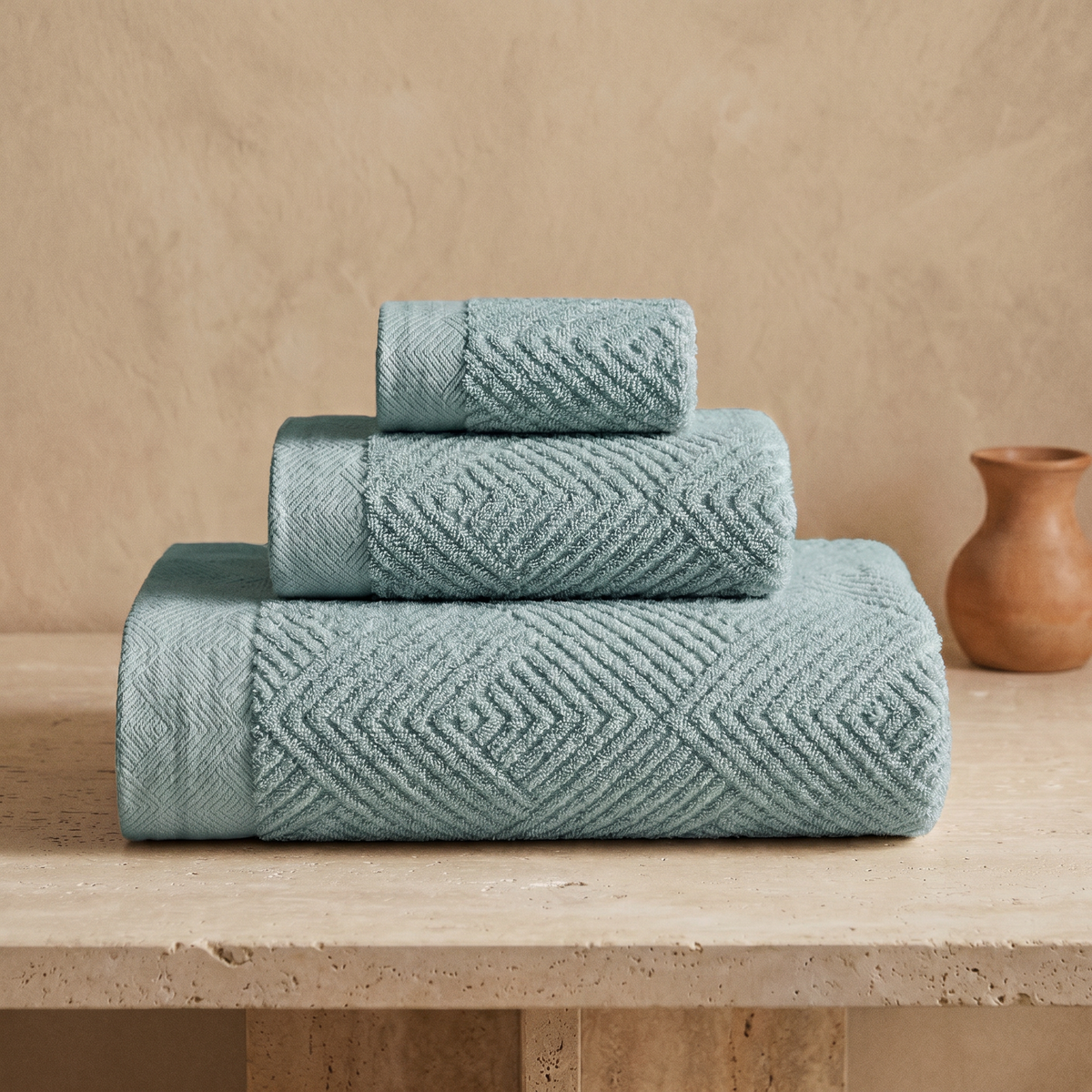 Lot de Serviettes en Coton à Motif Losange