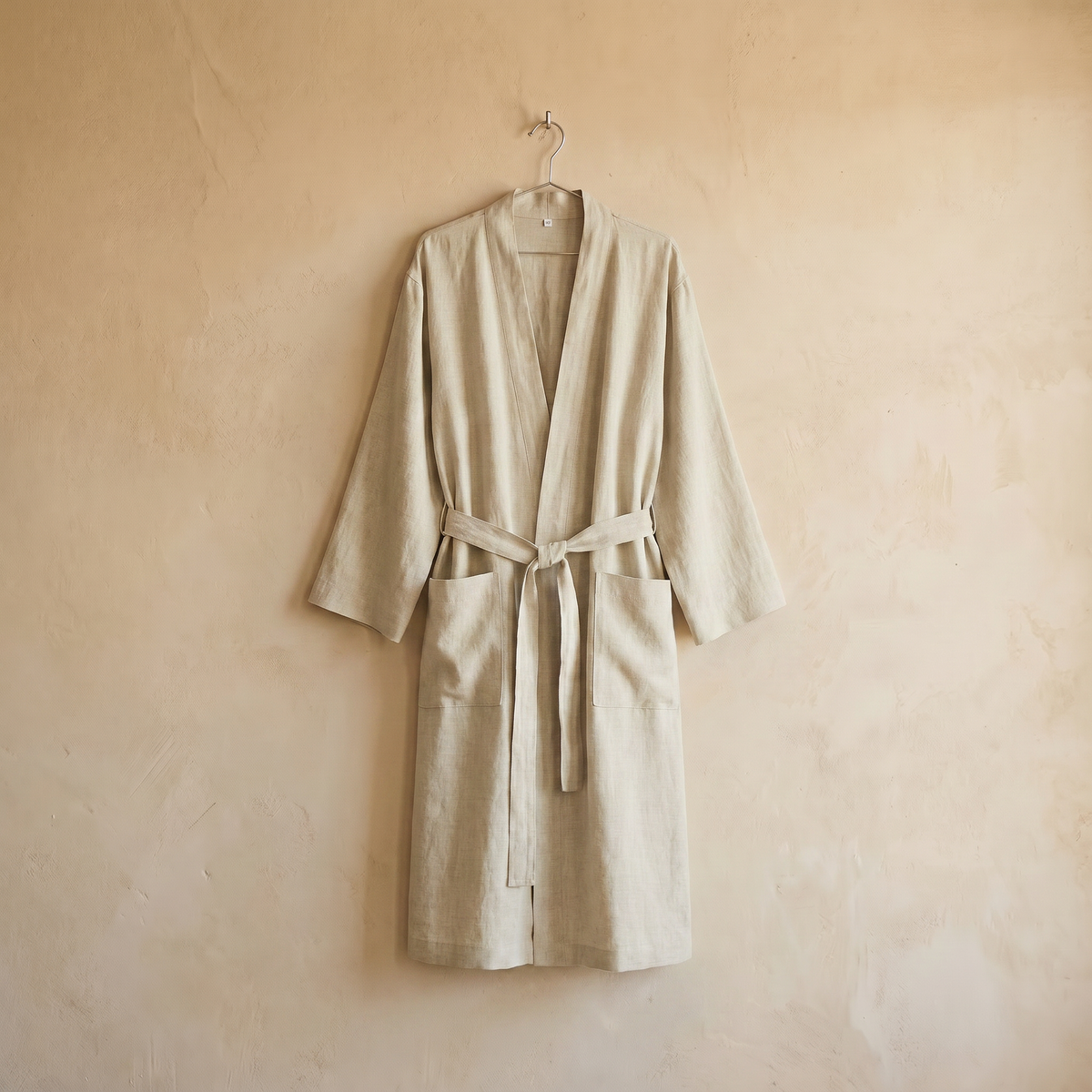 Peignoir Unisexe Long en Lin & Tencel Col Kimono