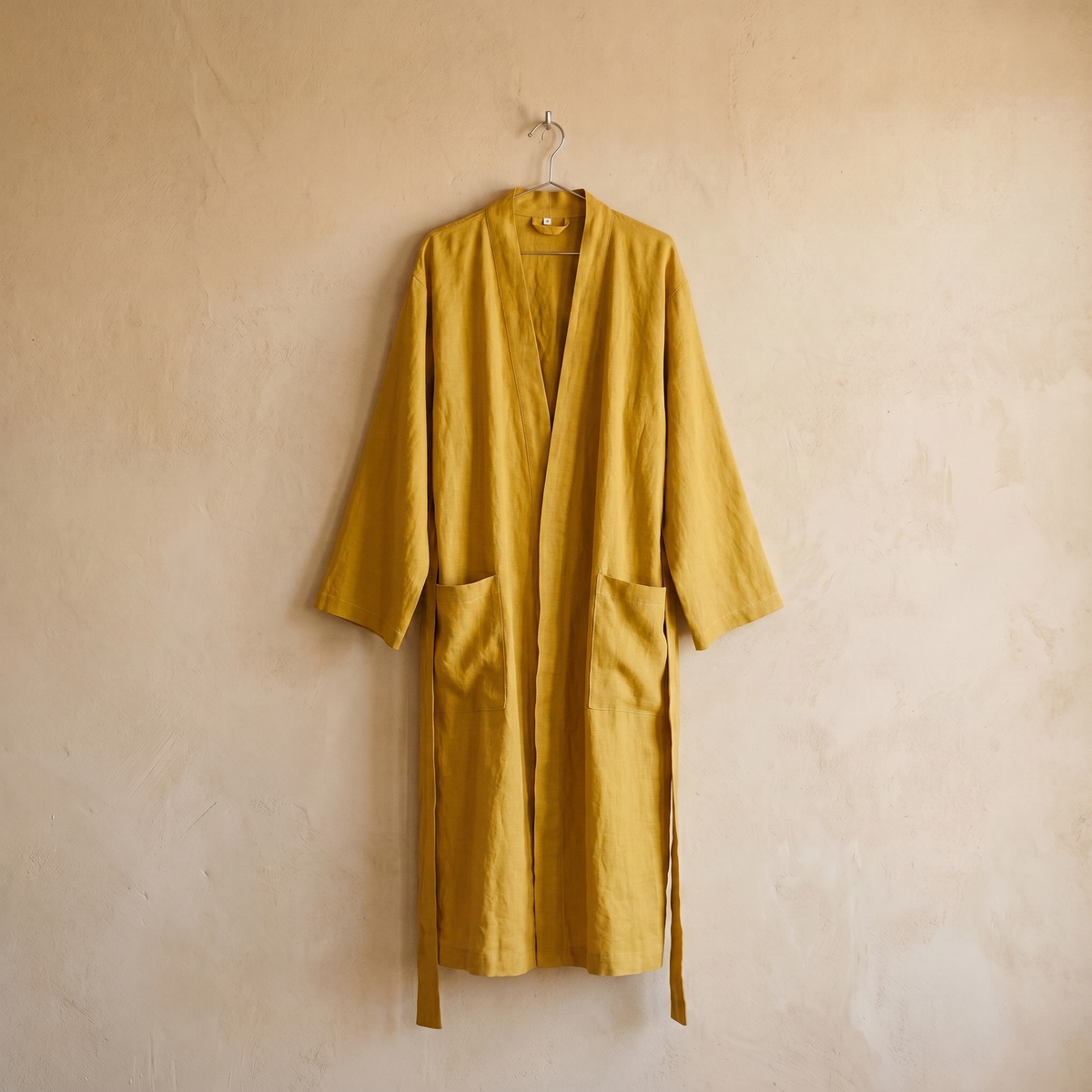Peignoir Unisexe Long en Lin & Tencel Col Kimono