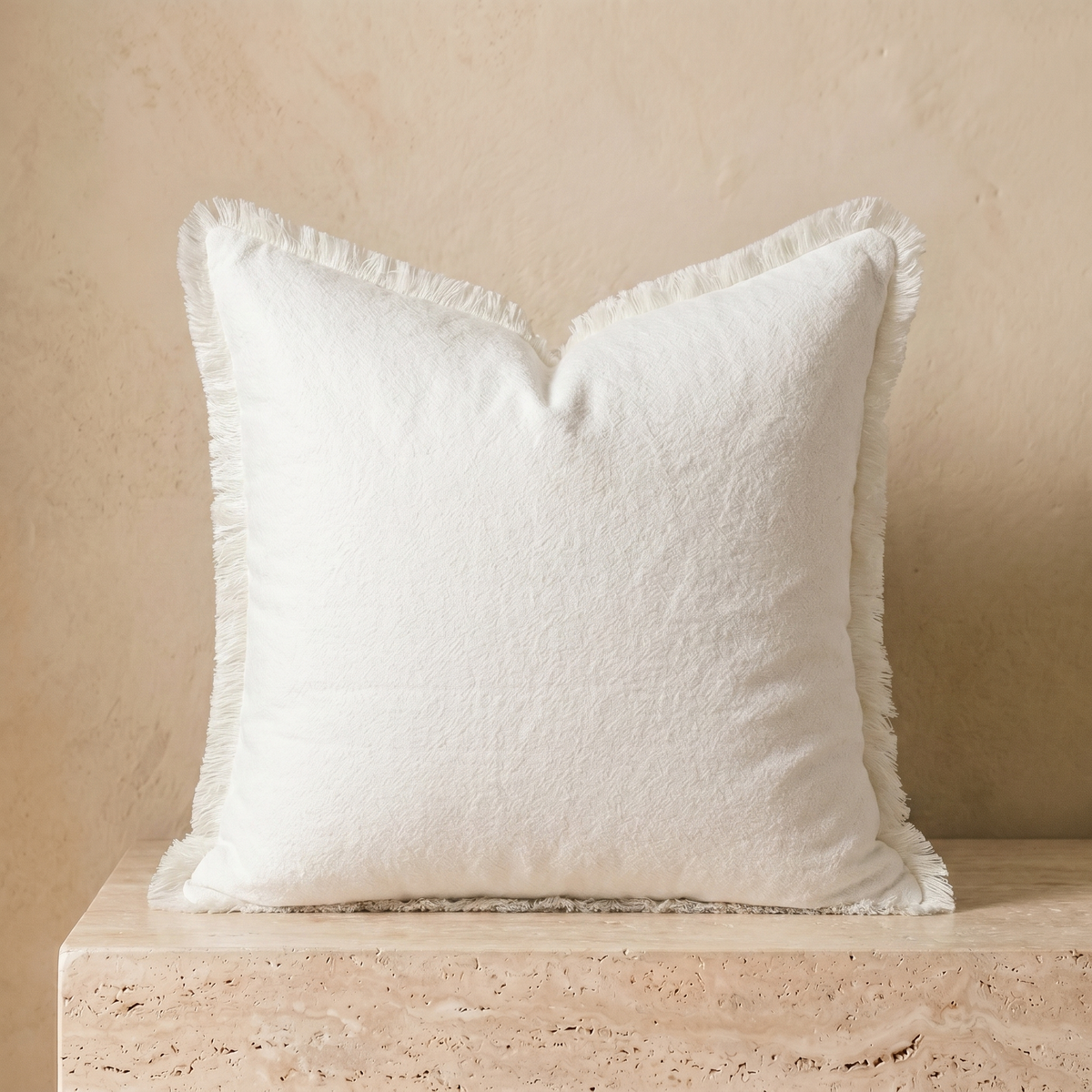 Housse de Coussin Uni à Franges
