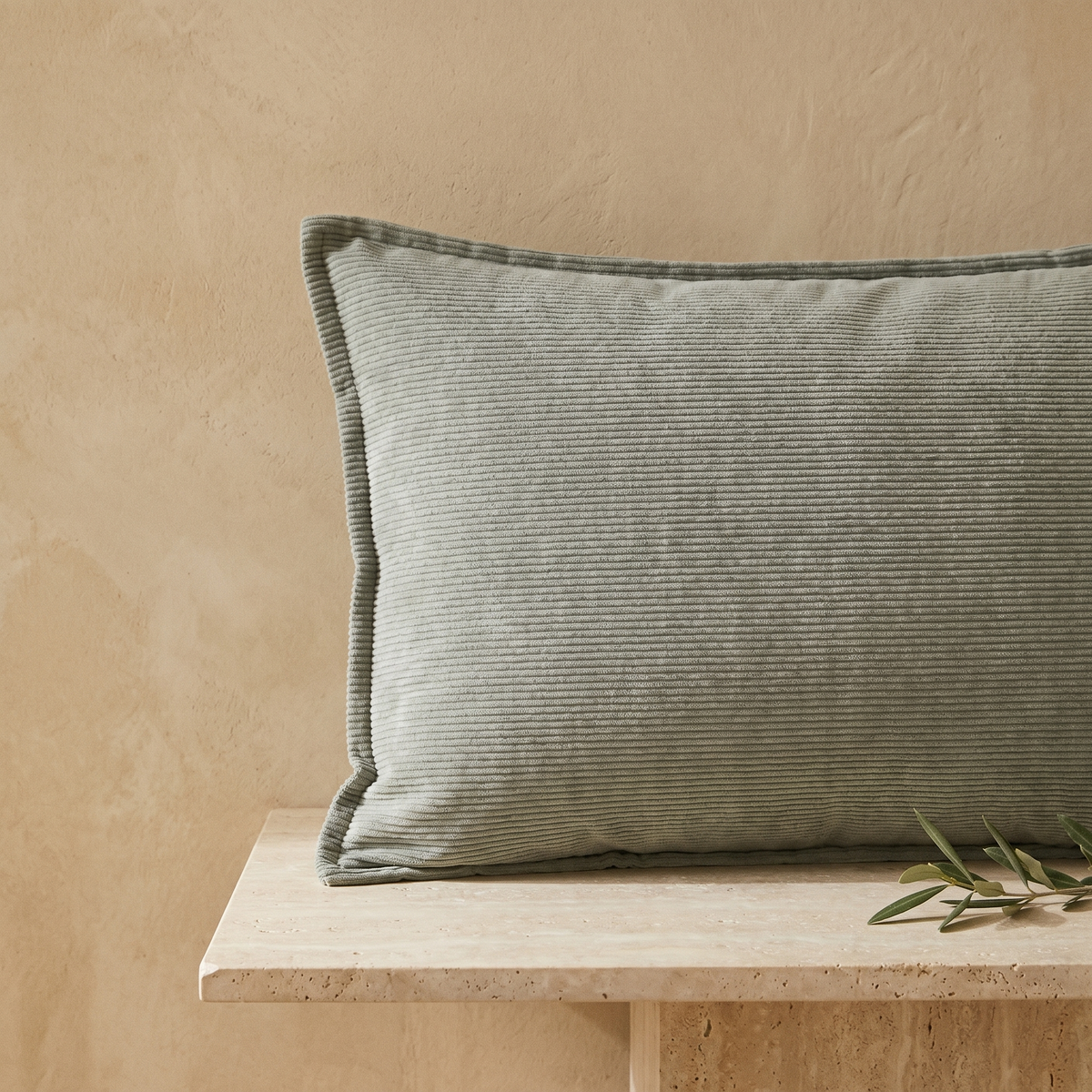 Coussin Dossier Rectangulaire en Velours Côtelé