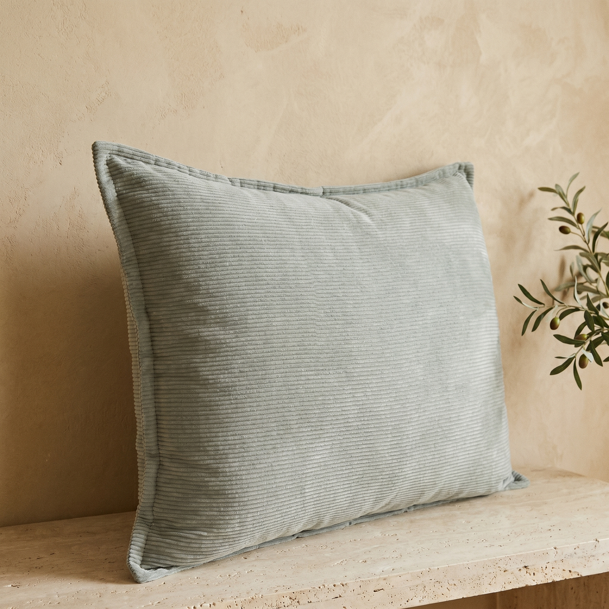 Coussin Dossier Rectangulaire en Velours Côtelé