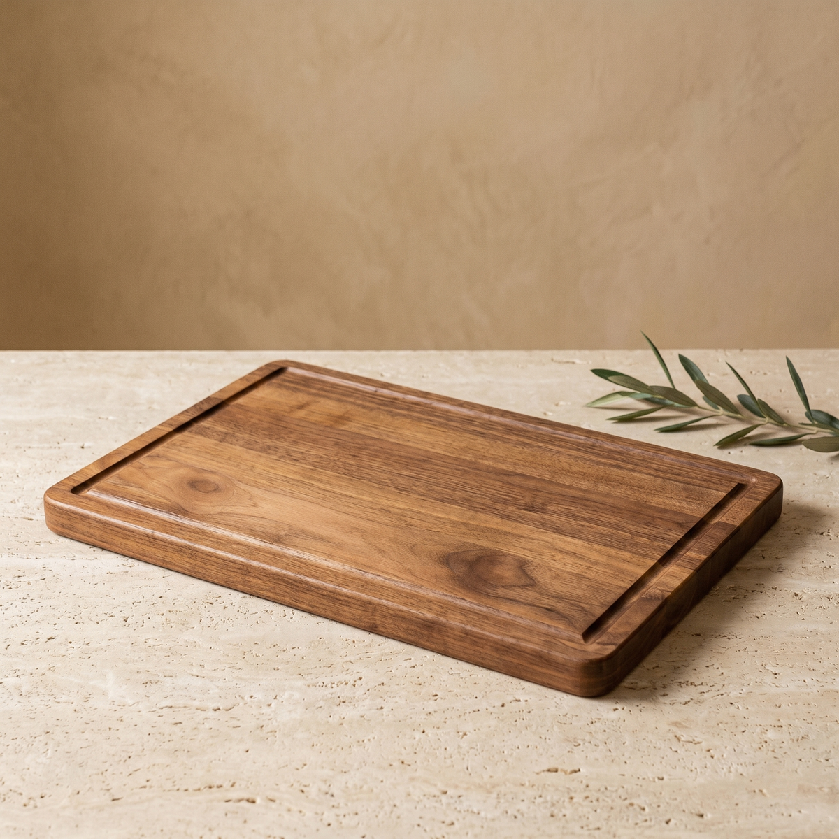 Planche à Découper Rectangulaire en Bois à Rigole