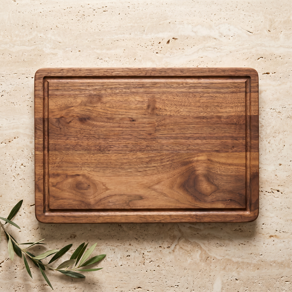 Planche à Découper Rectangulaire en Bois à Rigole