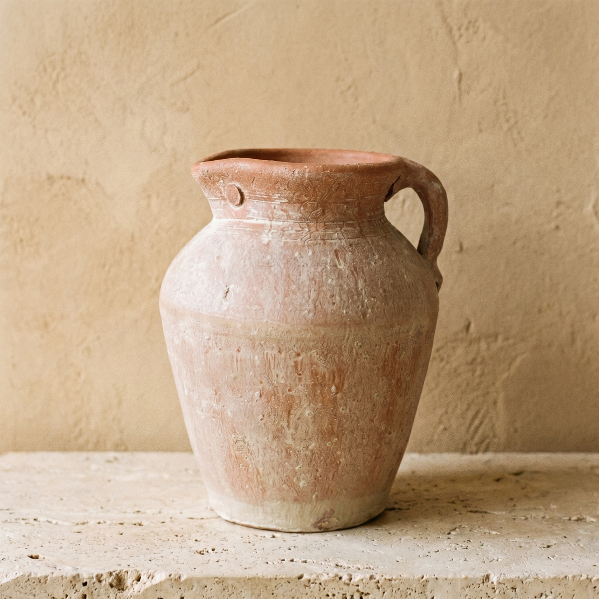 Vase Cruche à Anse en Terre Cuite Patinée