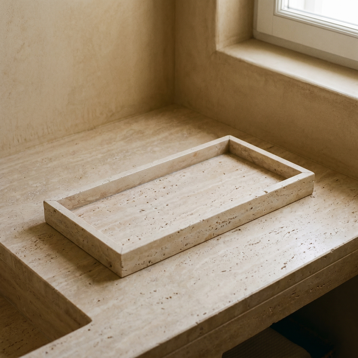 Plateau de Salle de Bain en Travertin