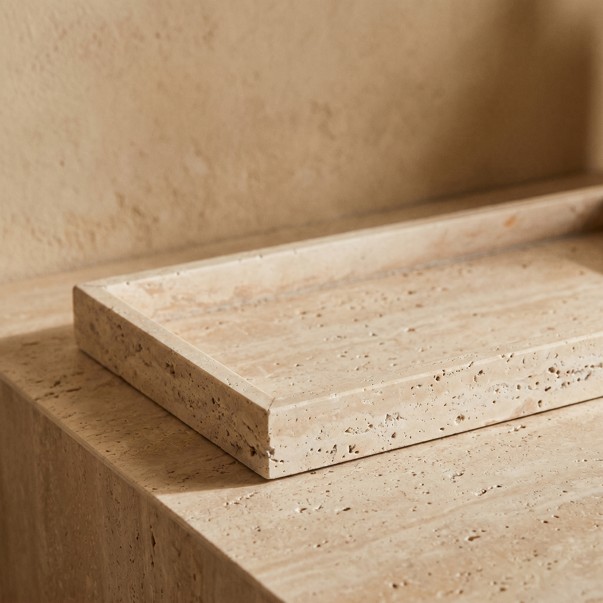 Plateau de Salle de Bain en Travertin