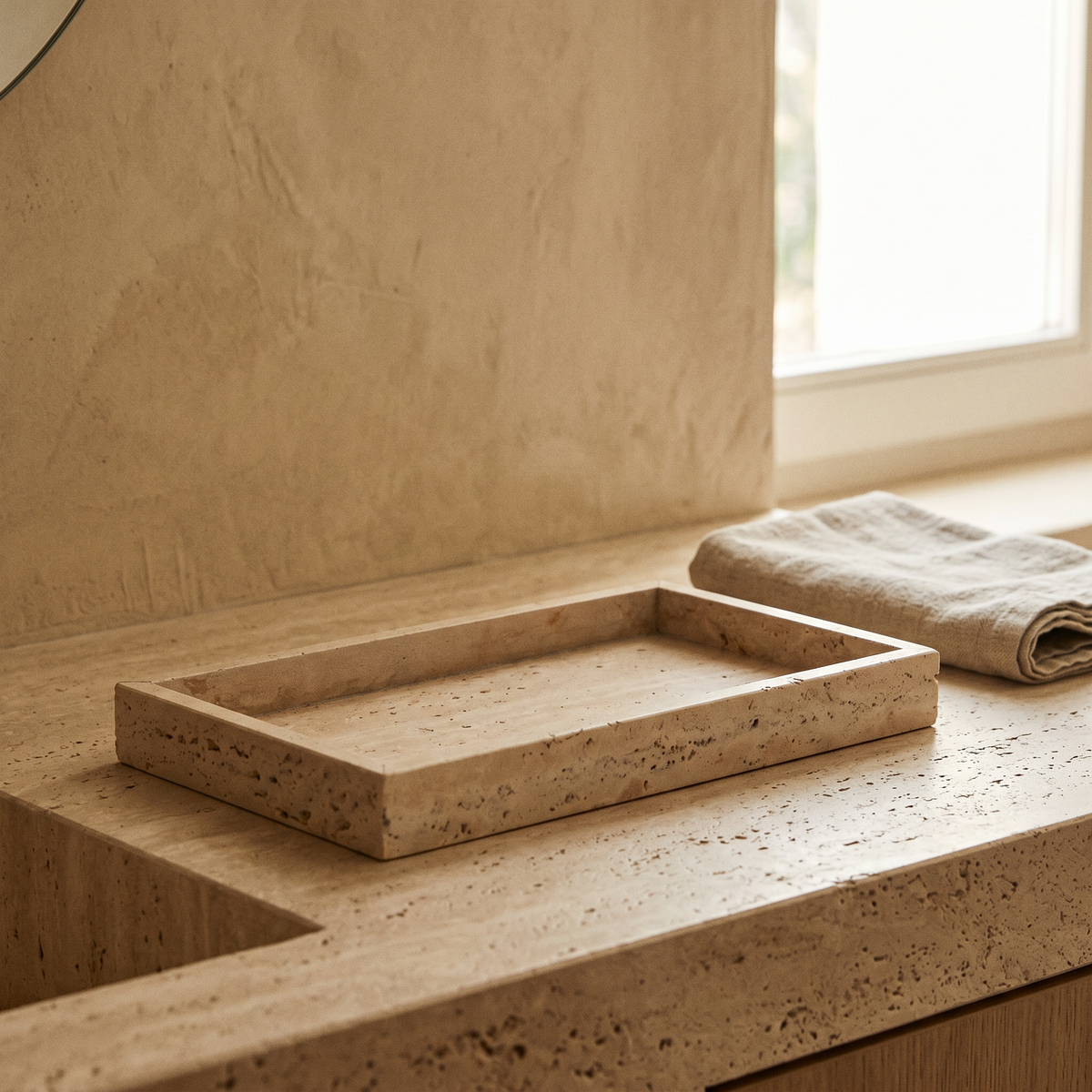 Plateau de Salle de Bain en Travertin