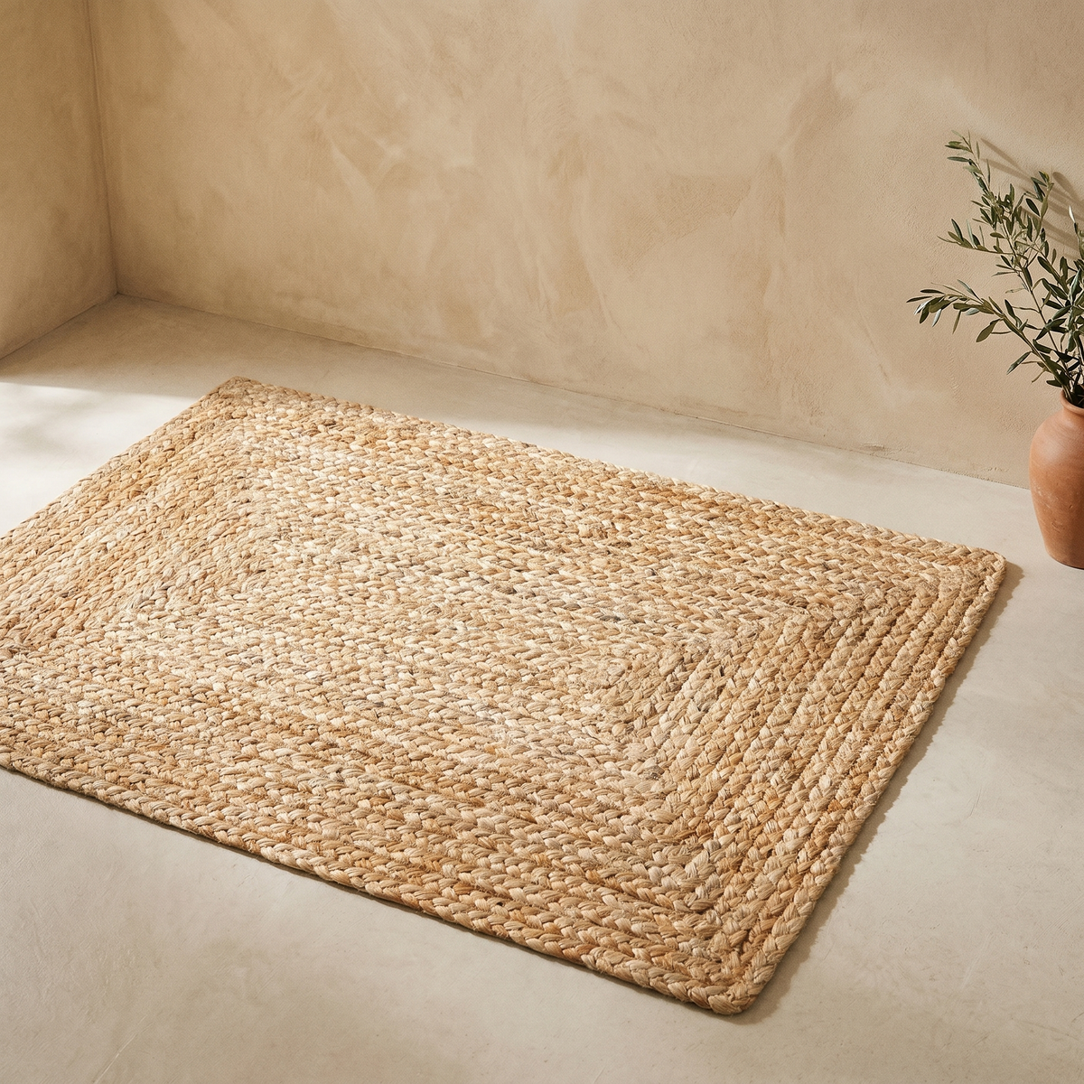 Tapis en Jute Tressé Naturel Antidérapant Rectangle