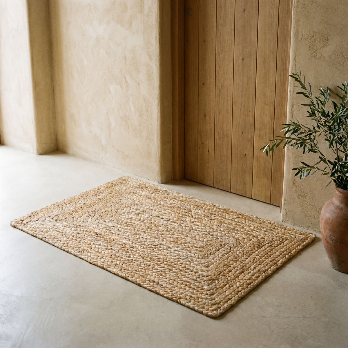 Tapis en Jute Tressé Naturel Antidérapant Rectangle
