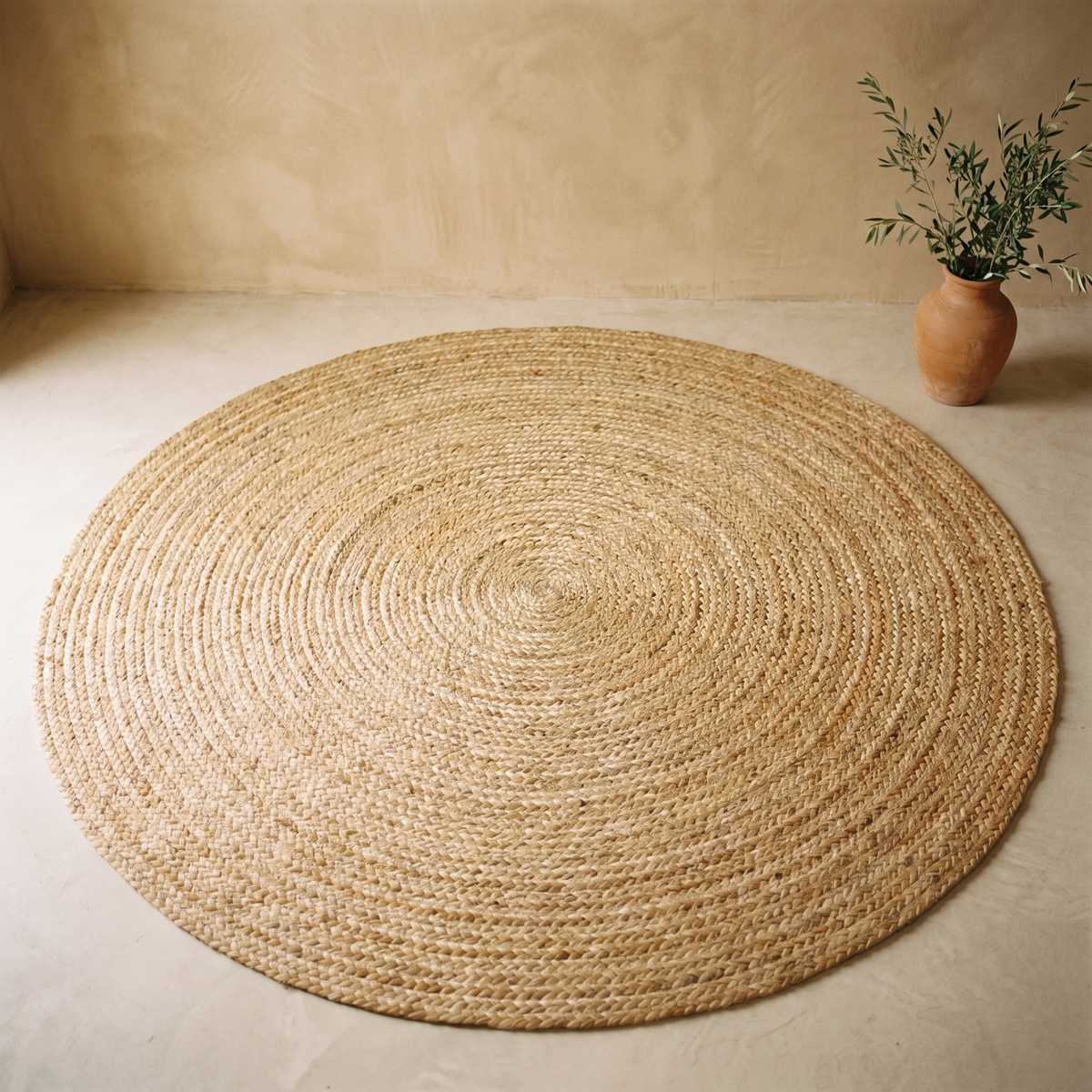 Tapis Rond en Jute Tressé Naturel 150 cm