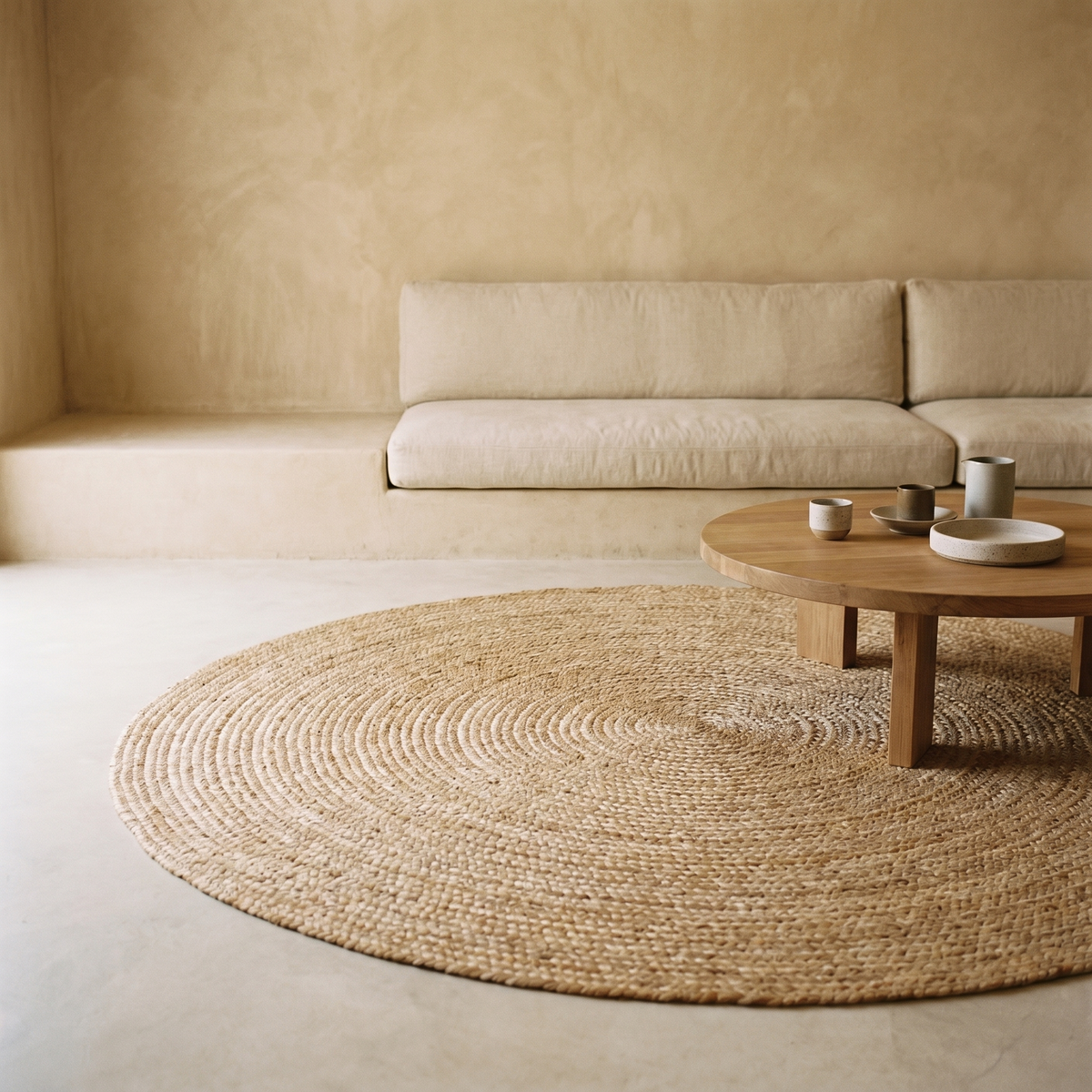 Tapis Rond en Jute Tressé Naturel 150 cm