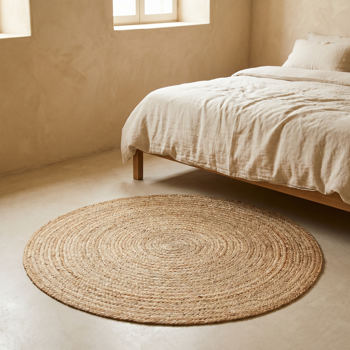 Tapis Rond en Jute Tressé Naturel 150 cm