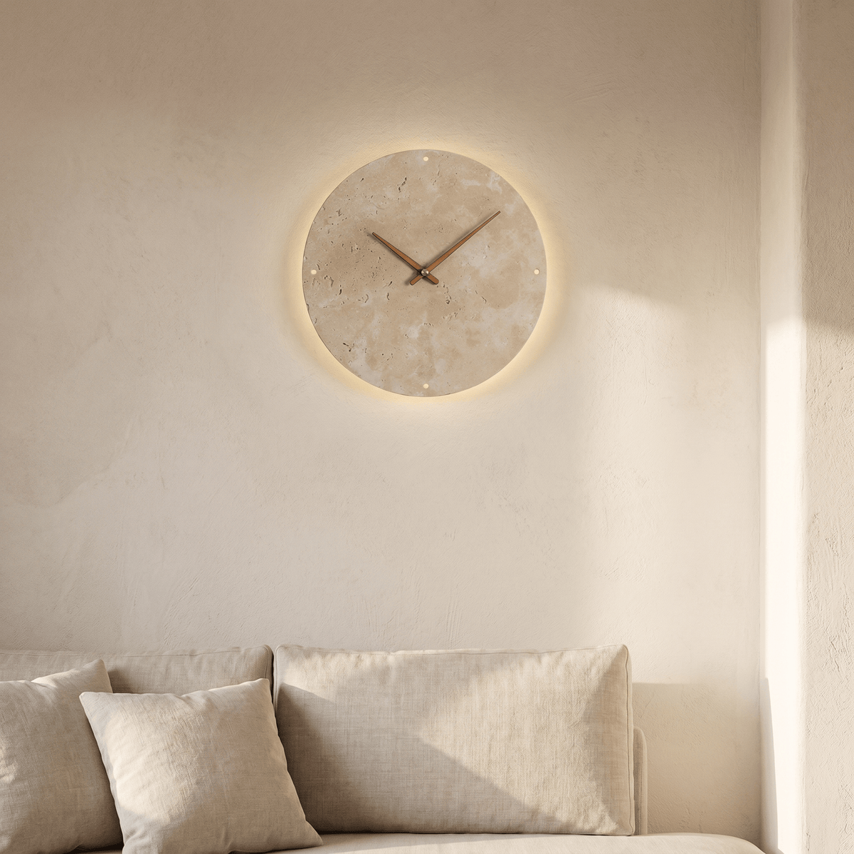Horloge Murale Lumineuse en Travertin