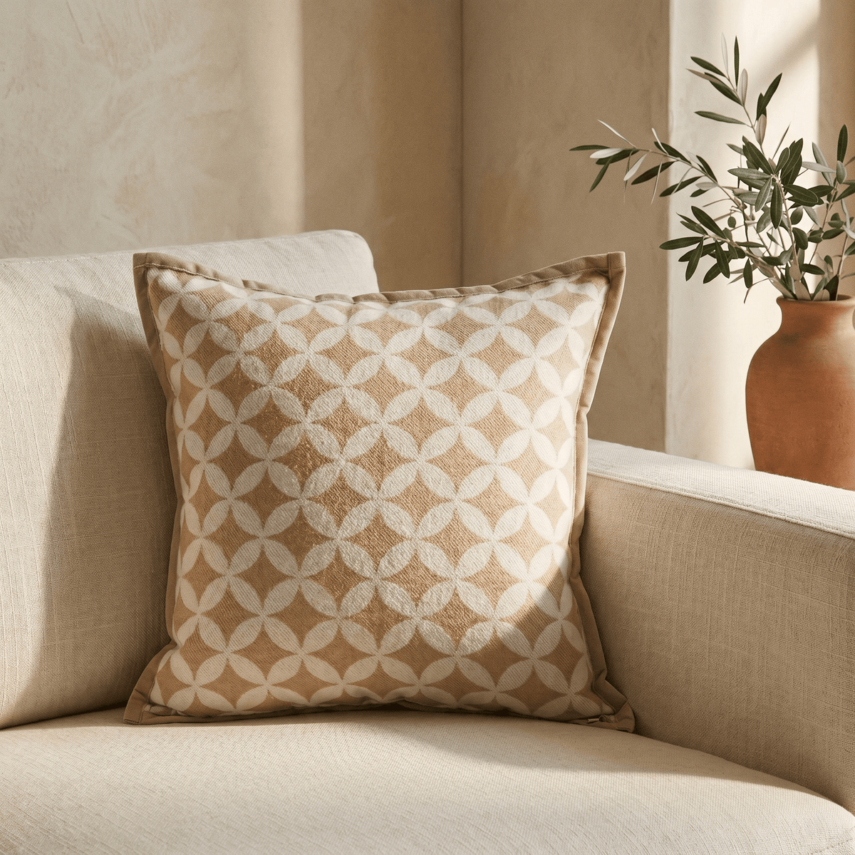 Fodera per cuscino jacquard con motivo a rosone