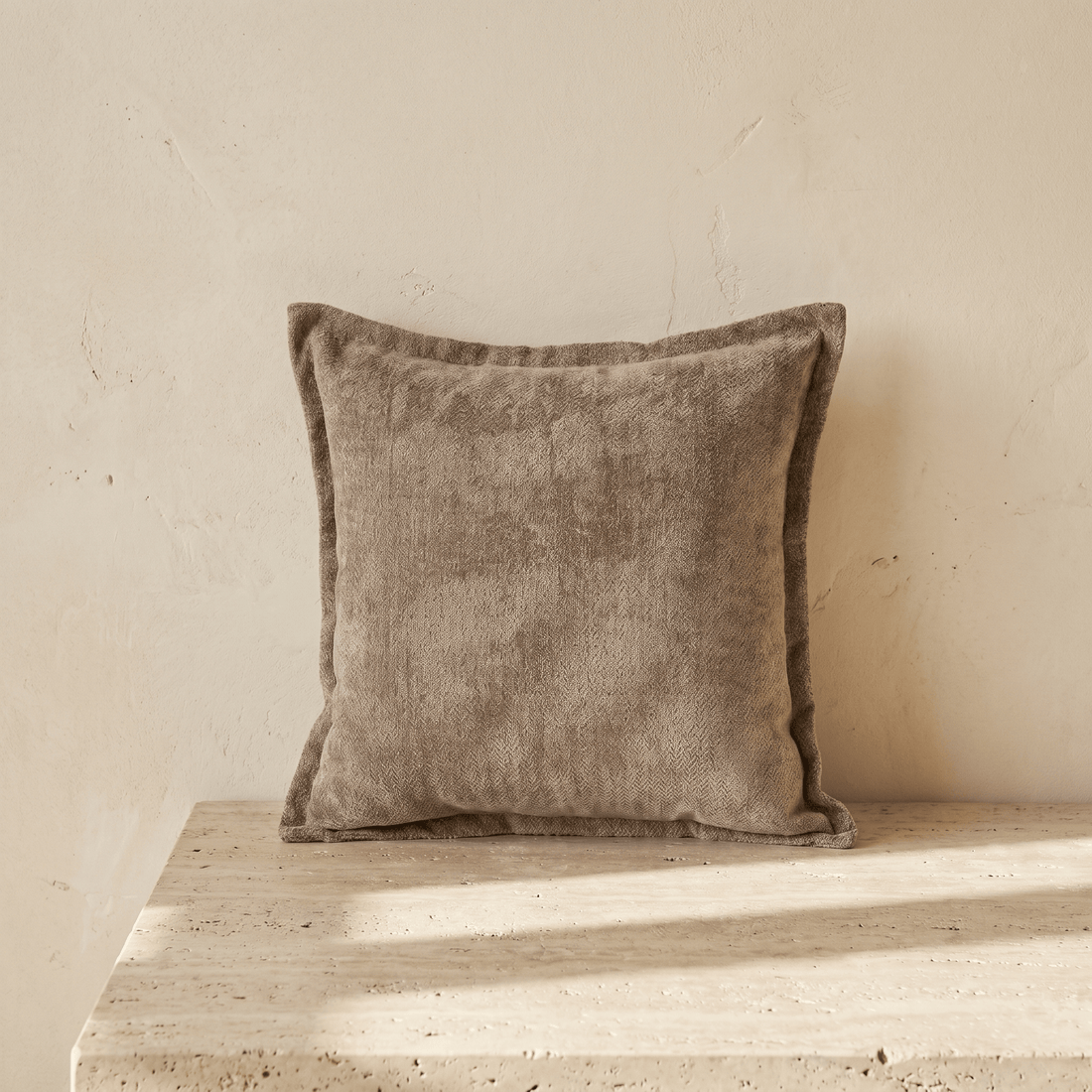 Housse de Coussin Texturée Taupe