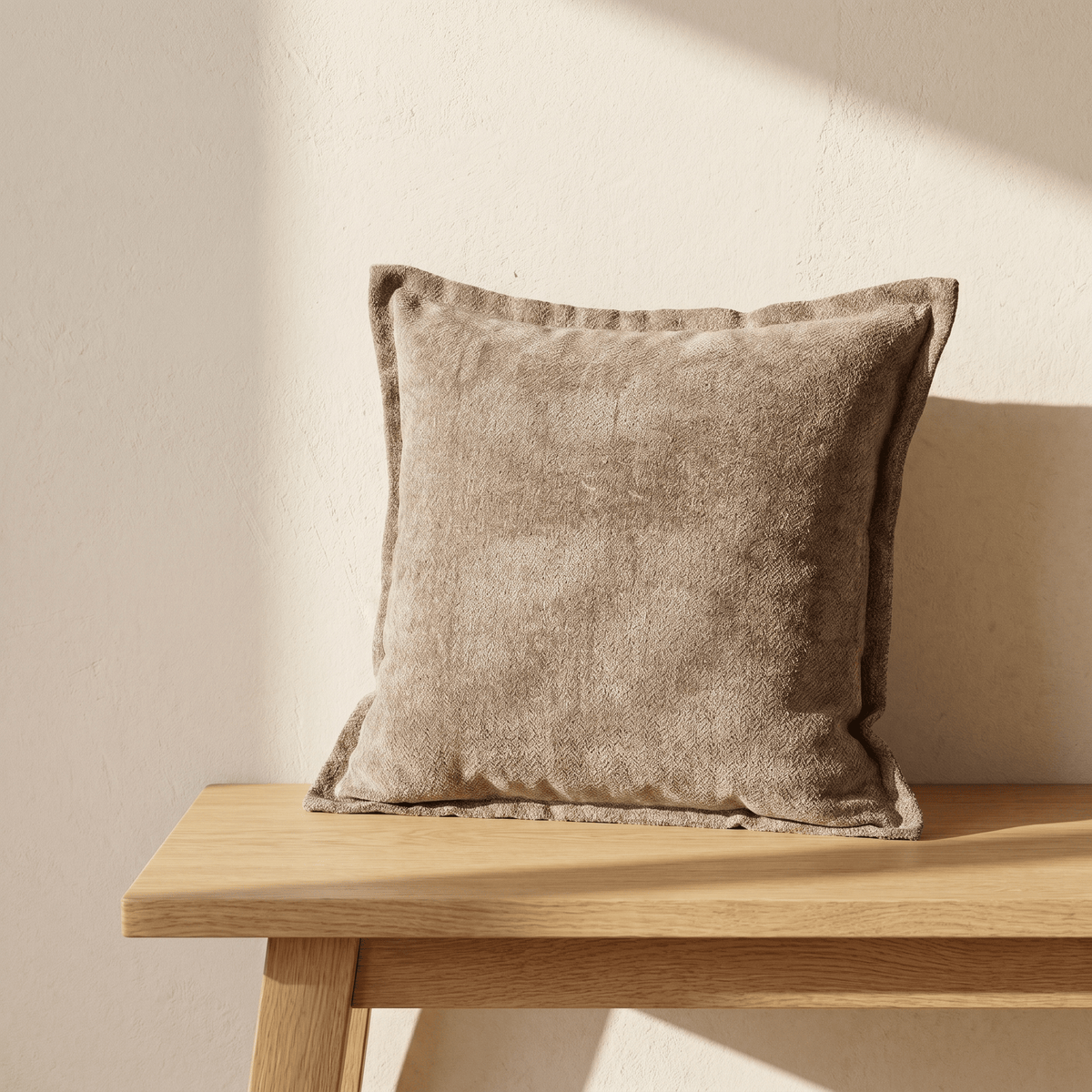 Housse de Coussin Texturée Taupe