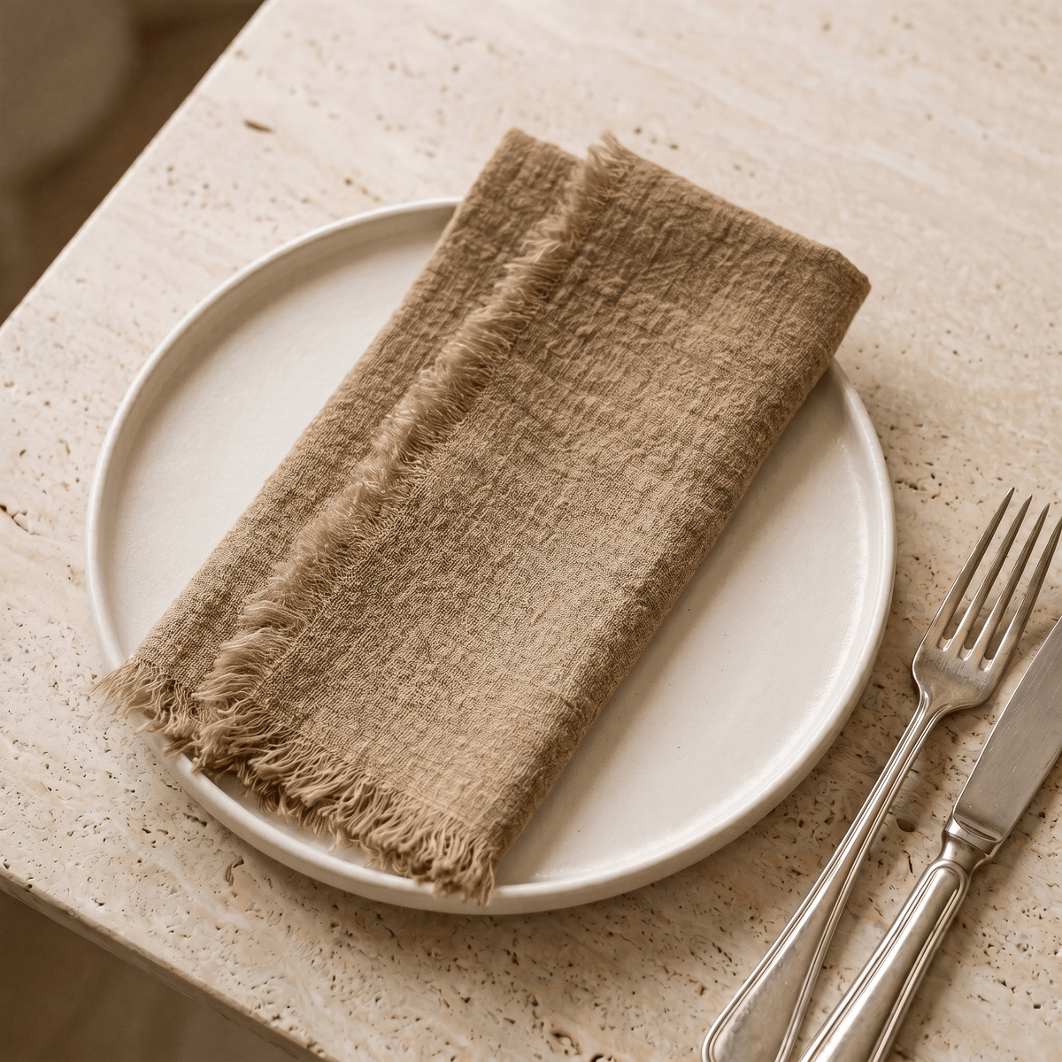Lot de 12 Serviettes de Table en Gaze de Coton