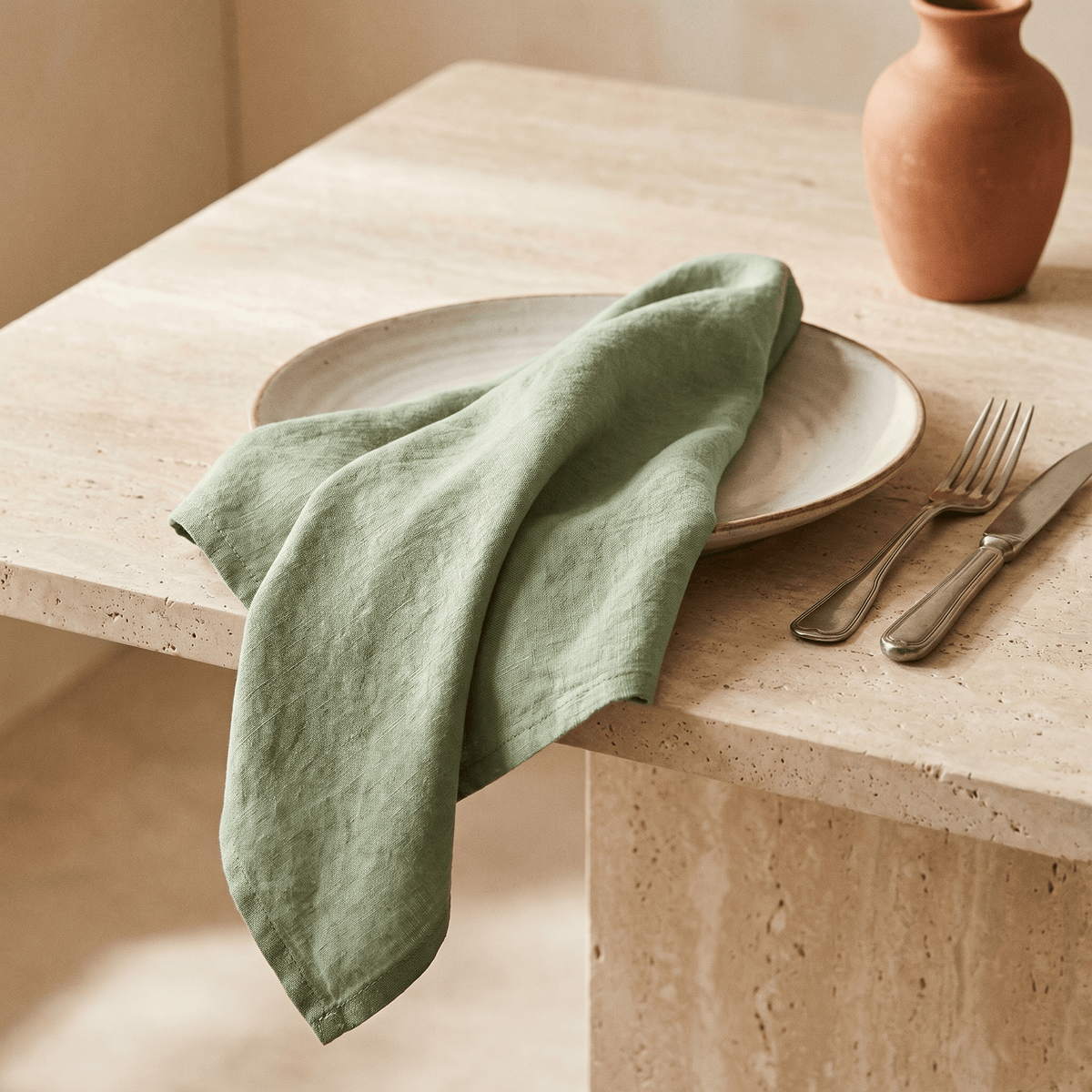 Lot de 6 Serviettes de Table en Coton Lavé