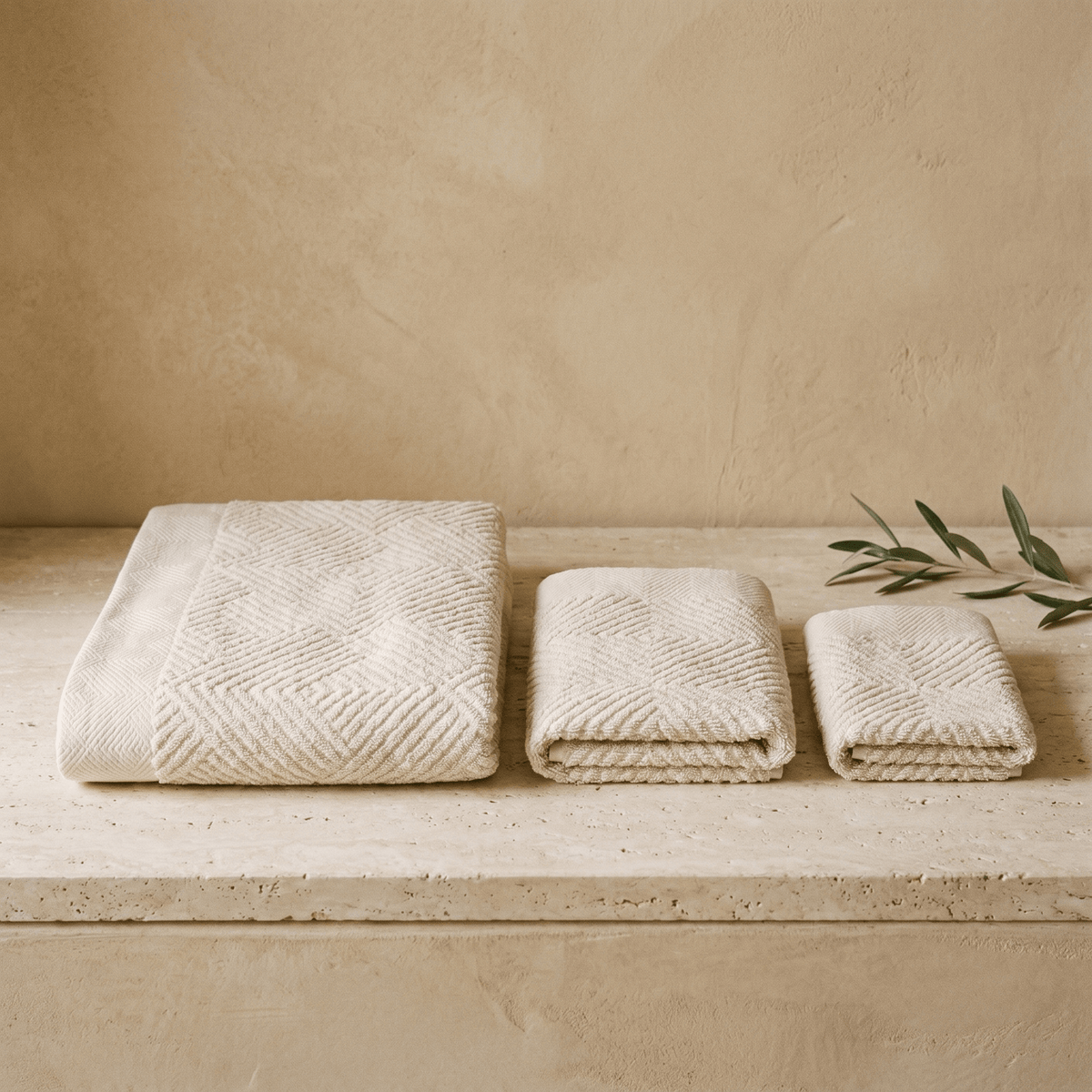 Lot de Serviettes en Coton à Motif Losange