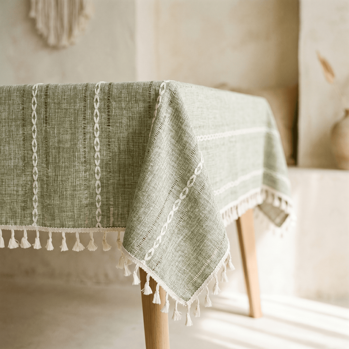 Nappe en Coton & Lin à Rayures Tissées