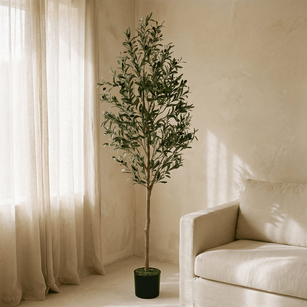 Ulivo artificiale mediterraneo con tronco effetto legno 180 cm