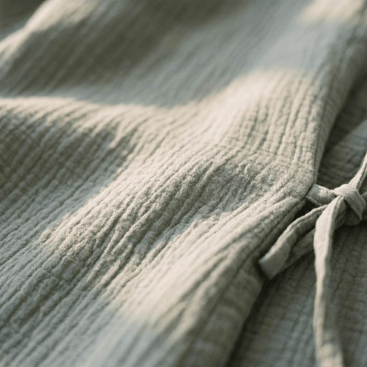 Accappatoio donna in garza di cotone verde salvia collo kimono