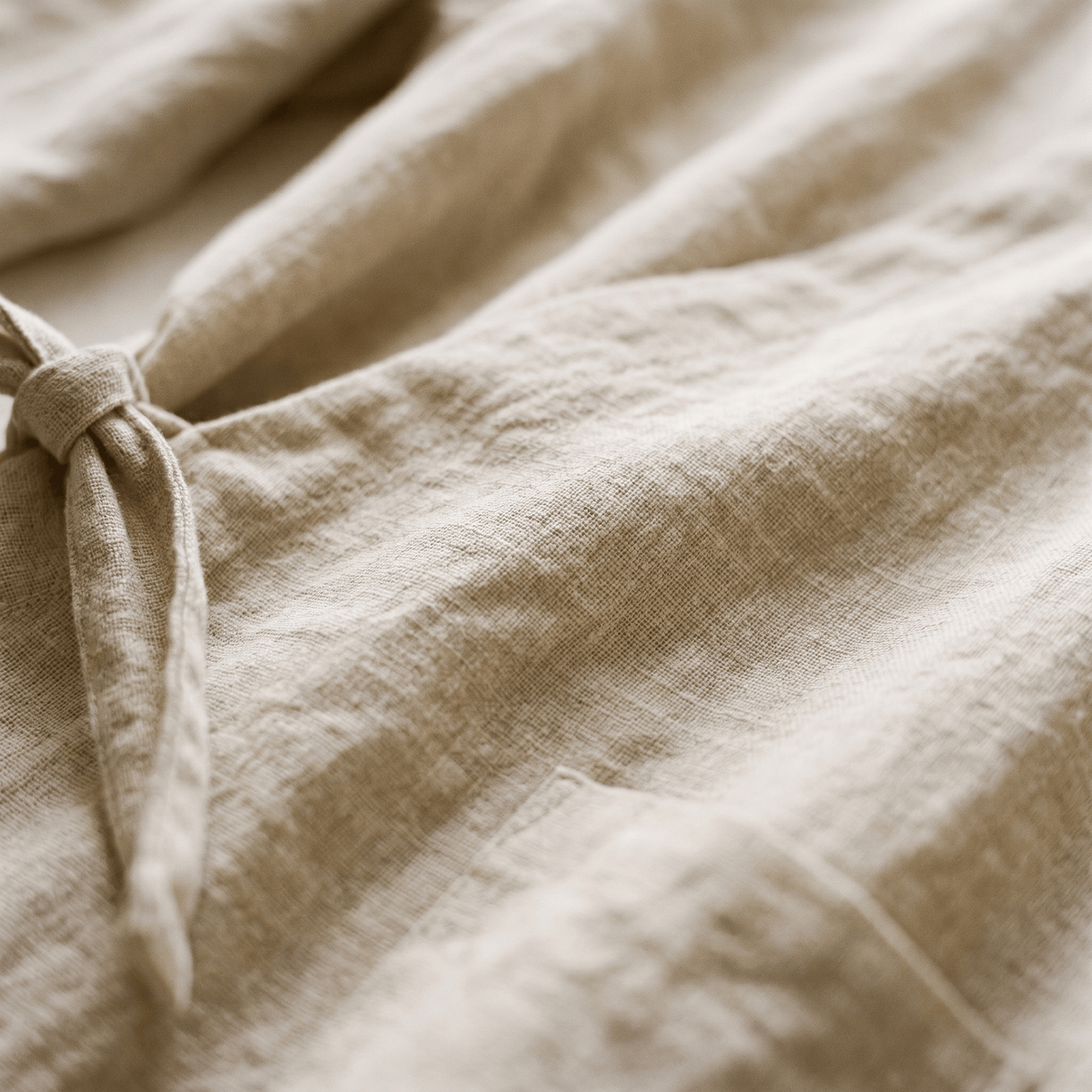 Accappatoio lungo da donna in cotone e lino con collo a kimono